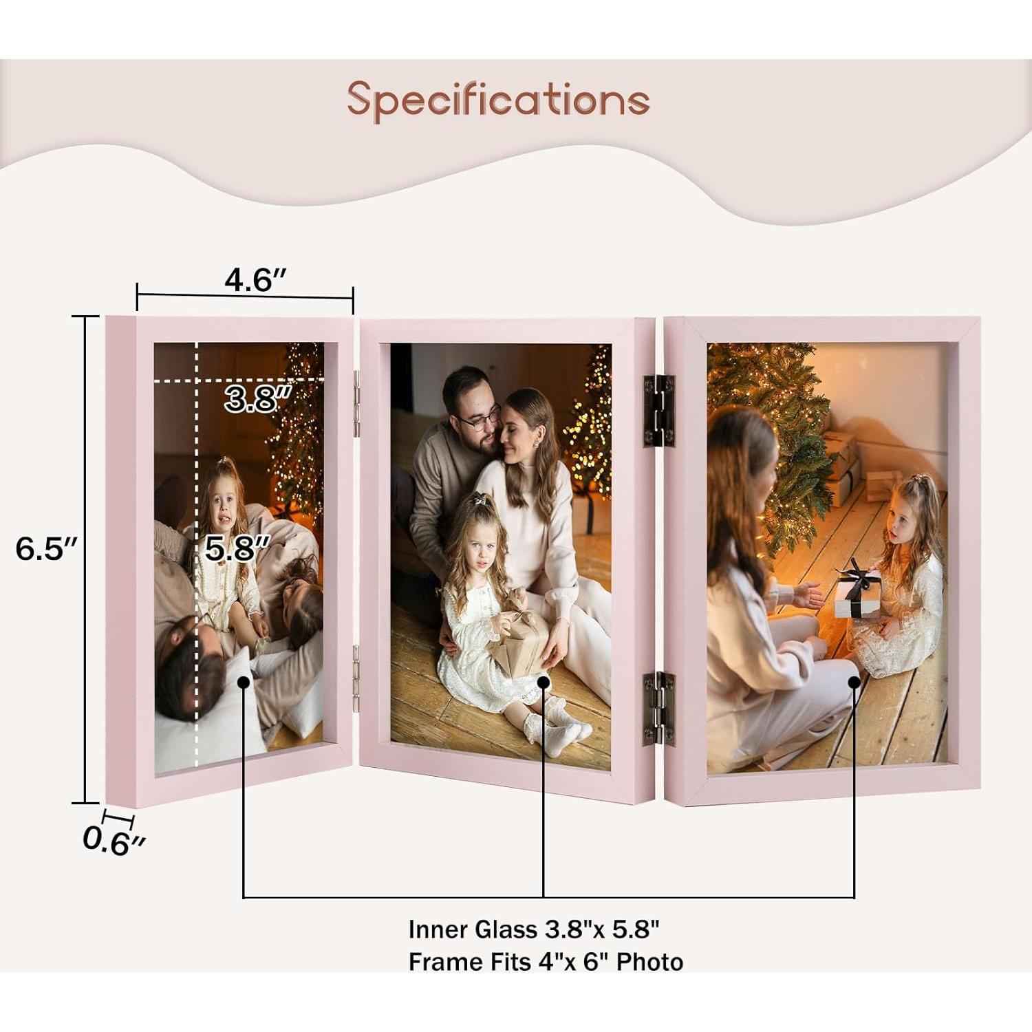 Marco de Fotos Triple 10x15 cm Space Art Deco Rosa