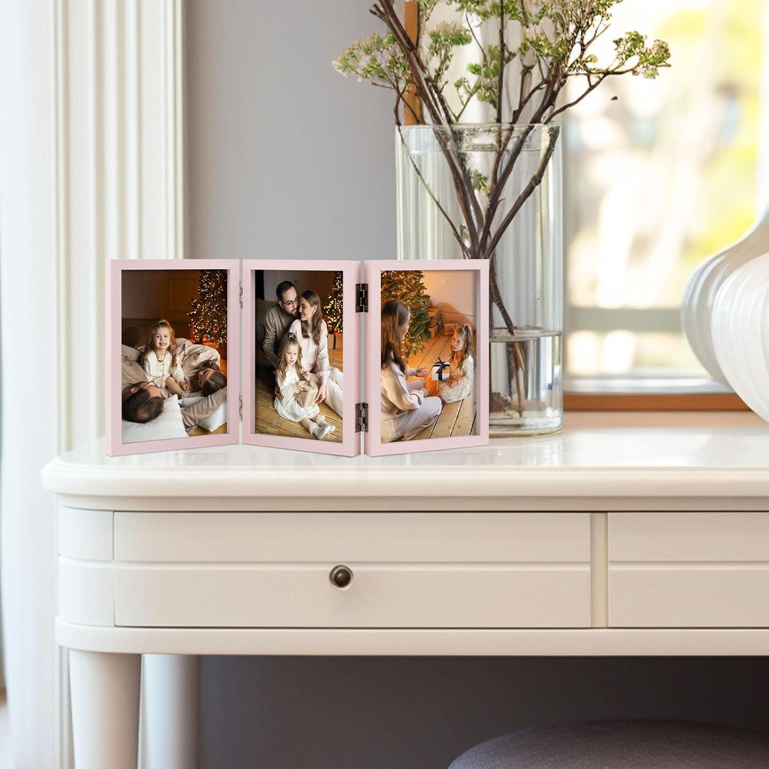 Marco de Fotos Triple 10x15 cm Space Art Deco Rosa