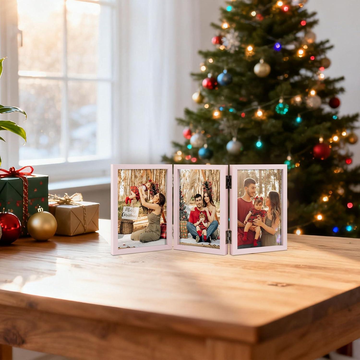 Marco de Fotos Triple 10x15 cm Space Art Deco Rosa