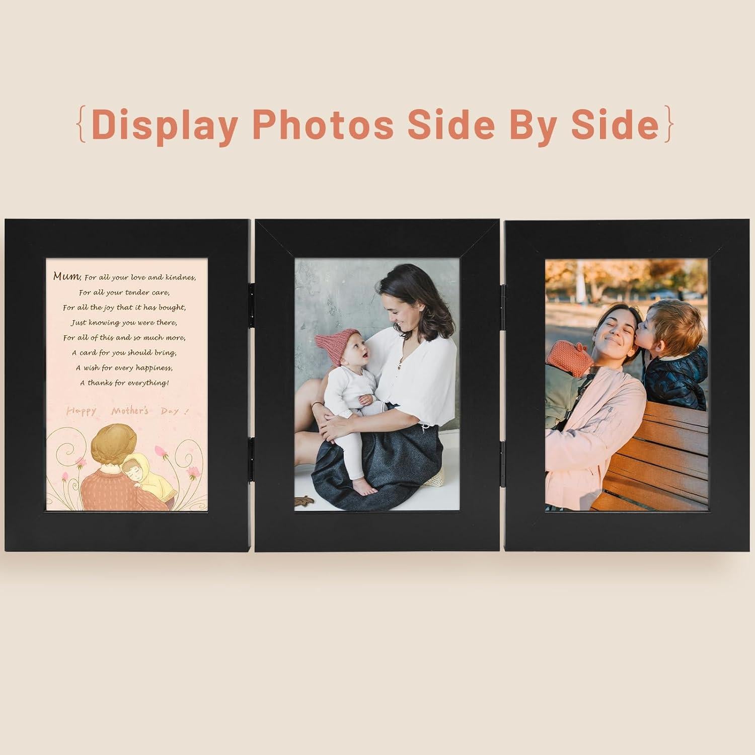 Marco de Fotos Trifolio Arte del Estado Dorado 3x 4x6 Negro