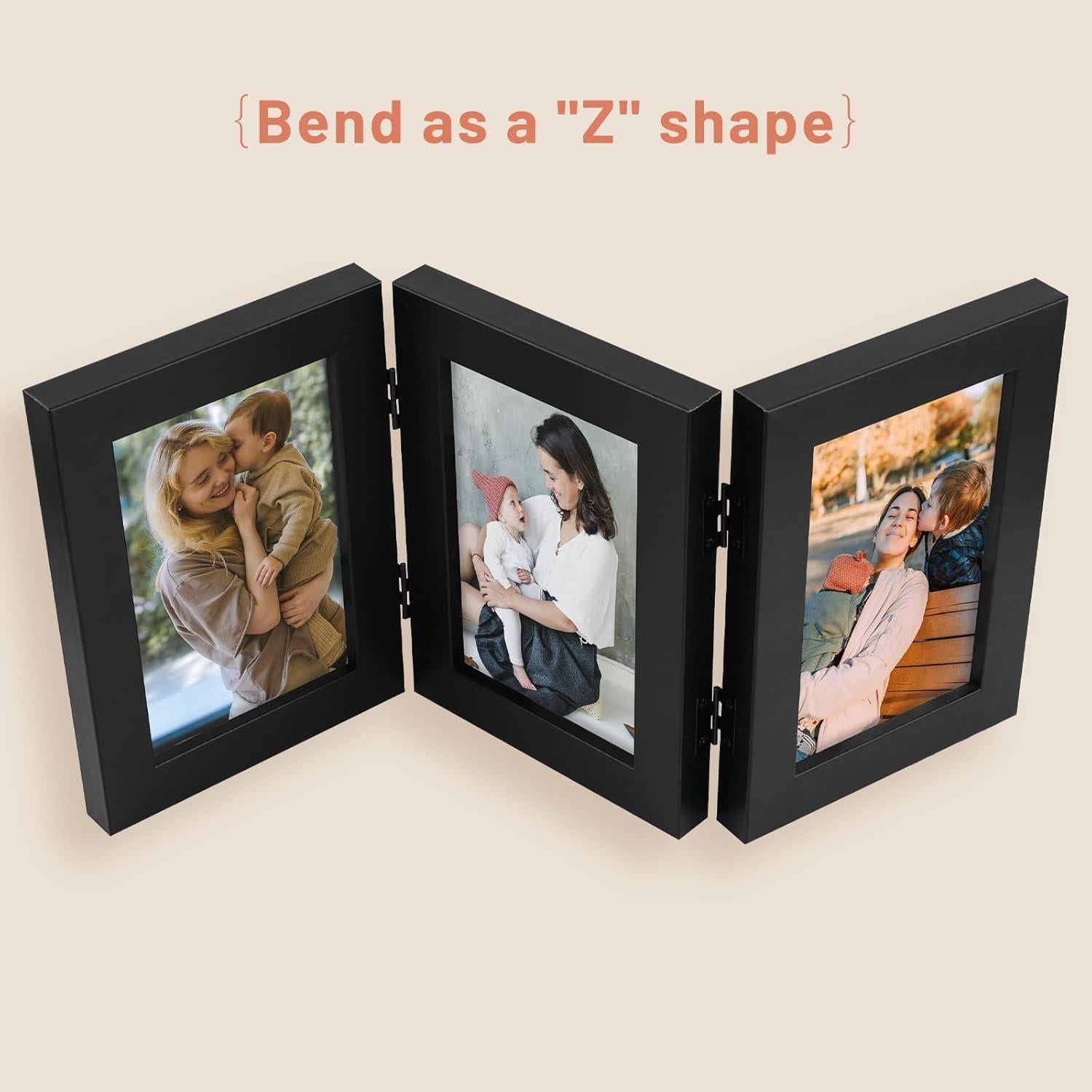 Marco de Fotos Trifolio Arte del Estado Dorado 3x 4x6 Negro