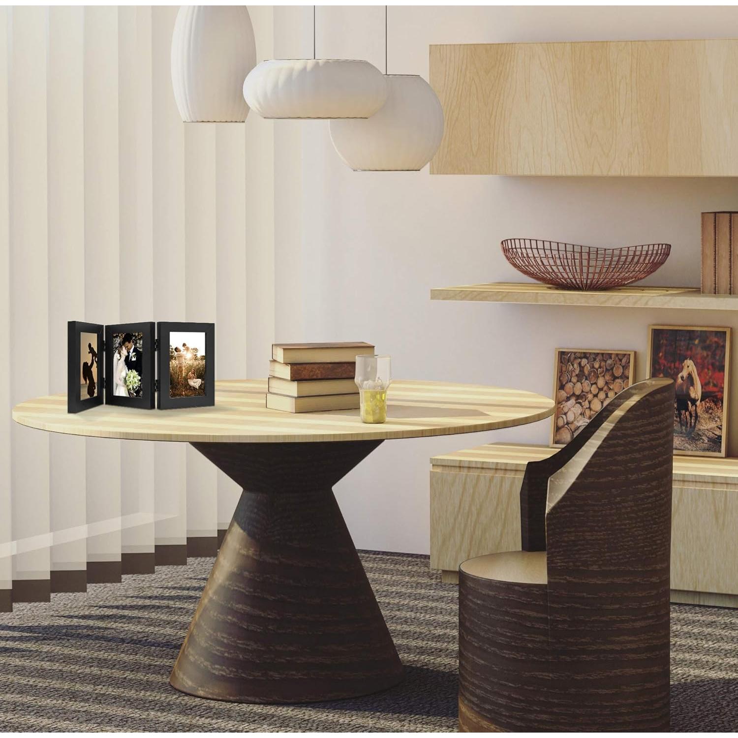 Marco de Fotos Trifolio Arte del Estado Dorado 3x 4x6 Negro