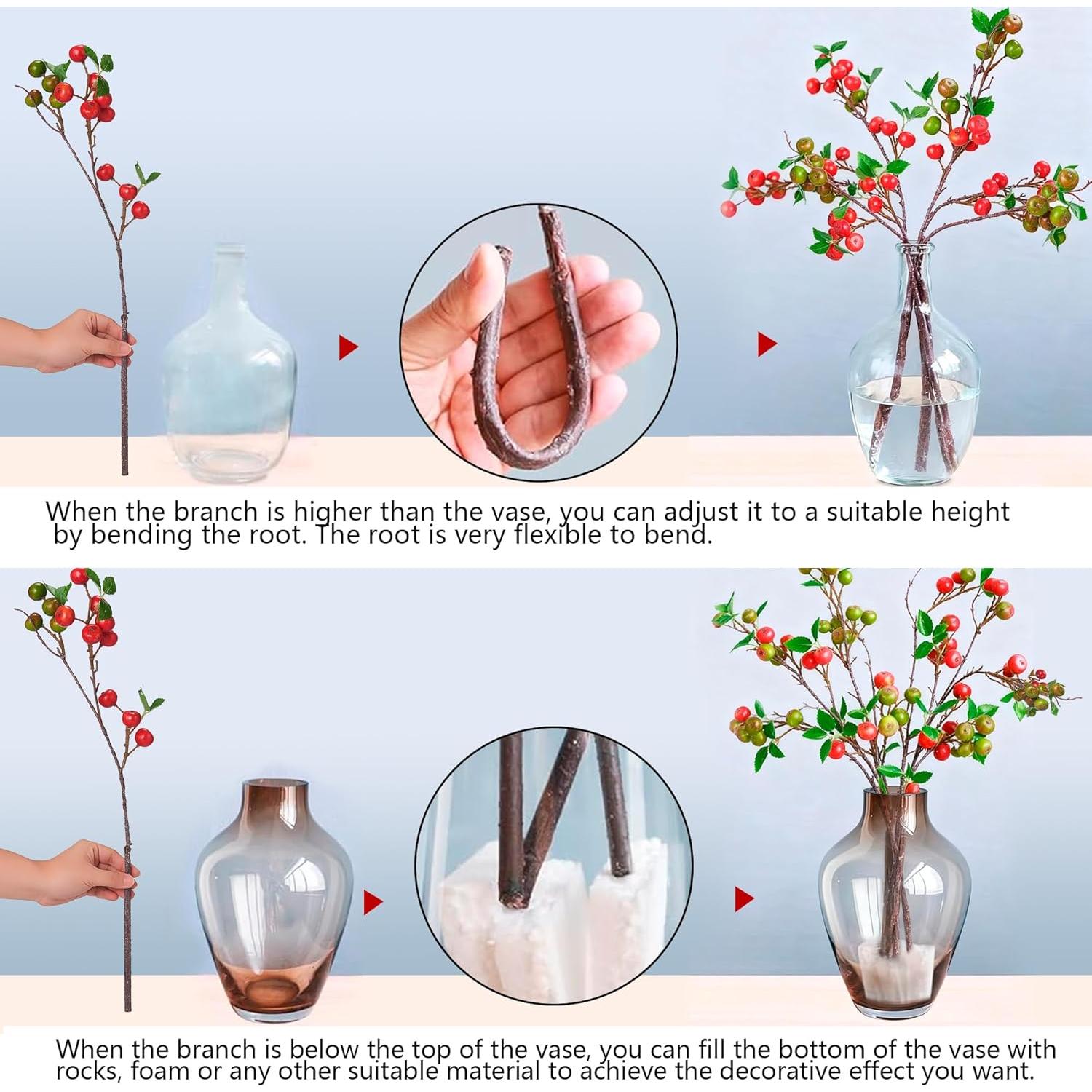 Ramas de Berries Artificiales FOFOWHAT 55 cm - 4 Pcs Decoración