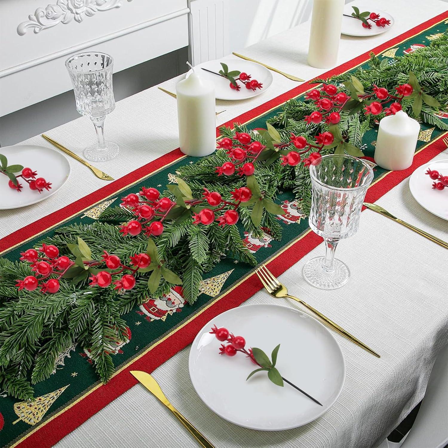 Ramas Artificiales de Baya de Granada Roja Woration - 10 Piezas 35.5cm