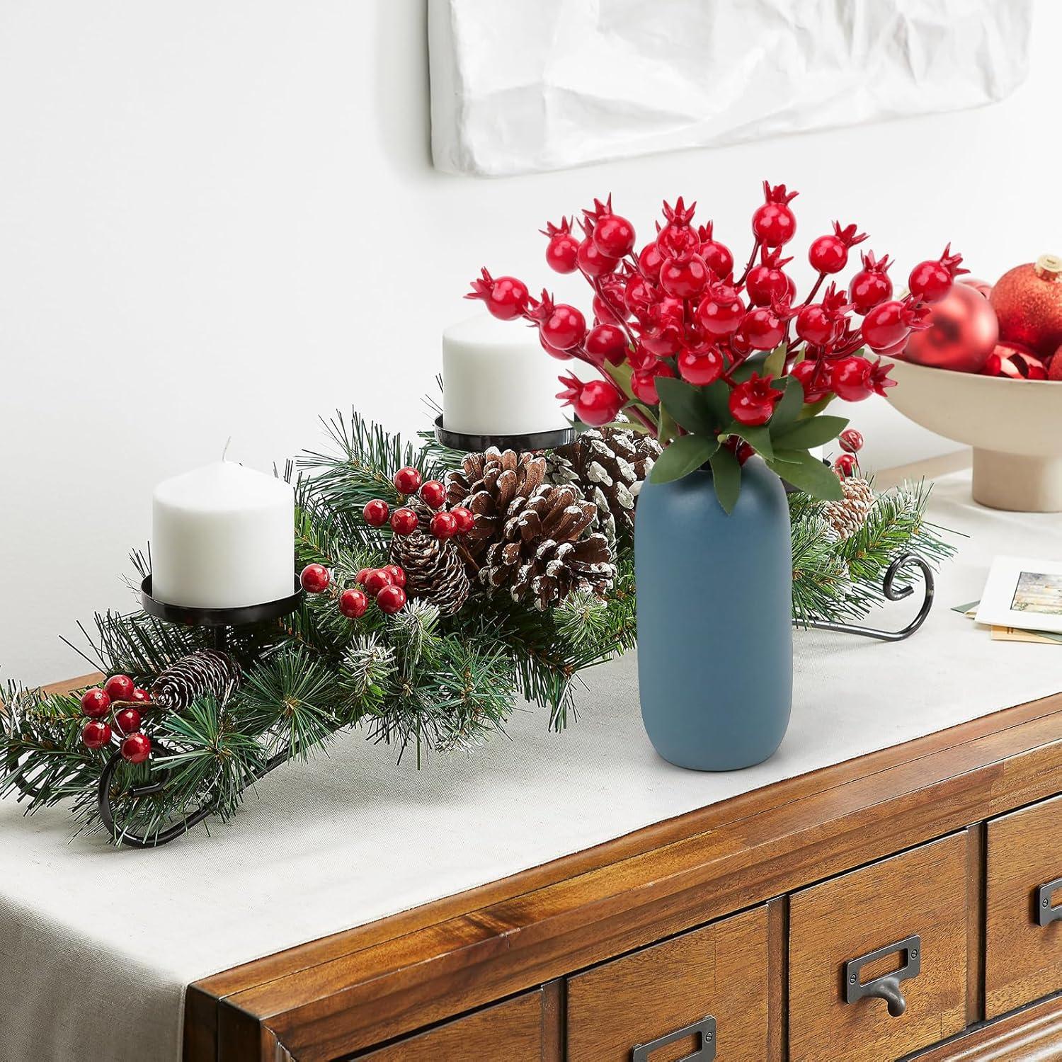 Ramas Artificiales de Baya de Granada Roja Woration - 10 Piezas 35.5cm