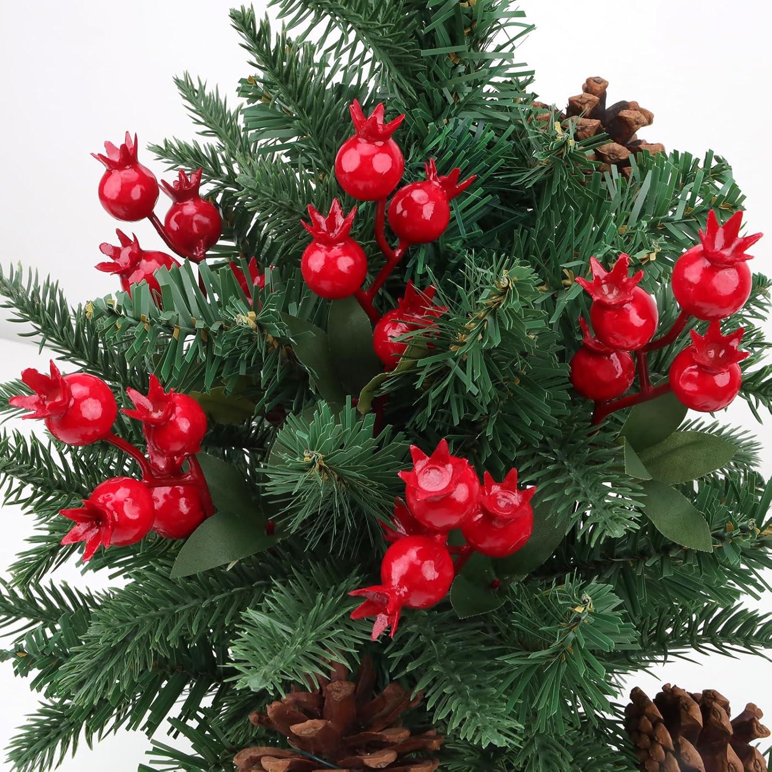 Ramas Artificiales de Baya de Granada Roja Woration - 10 Piezas 35.5cm