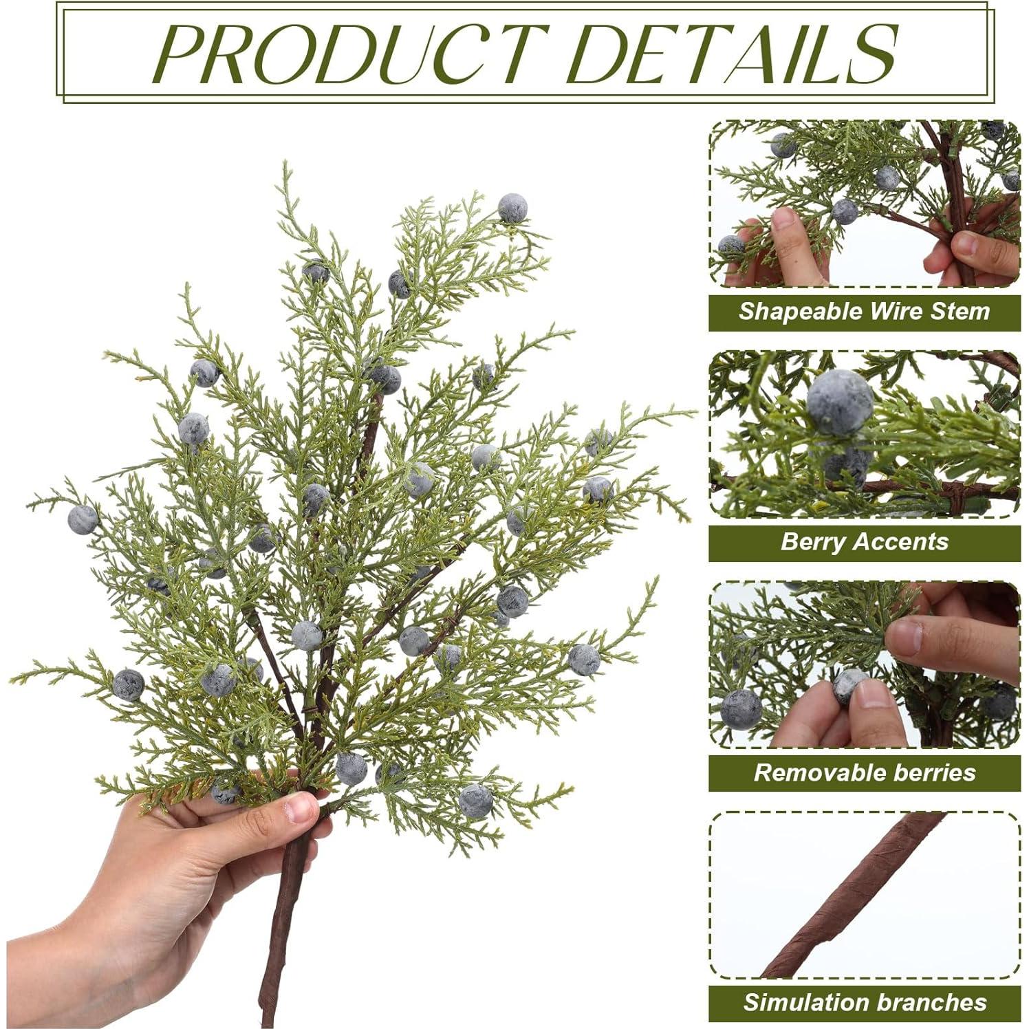 Ramas Artificiales de Junípero y Berries Giegxin - 6 Pcs 76.2 cm