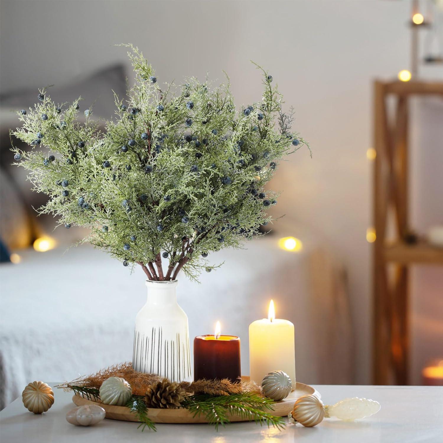 Ramas Artificiales de Junípero y Berries Giegxin - 6 Pcs 76.2 cm