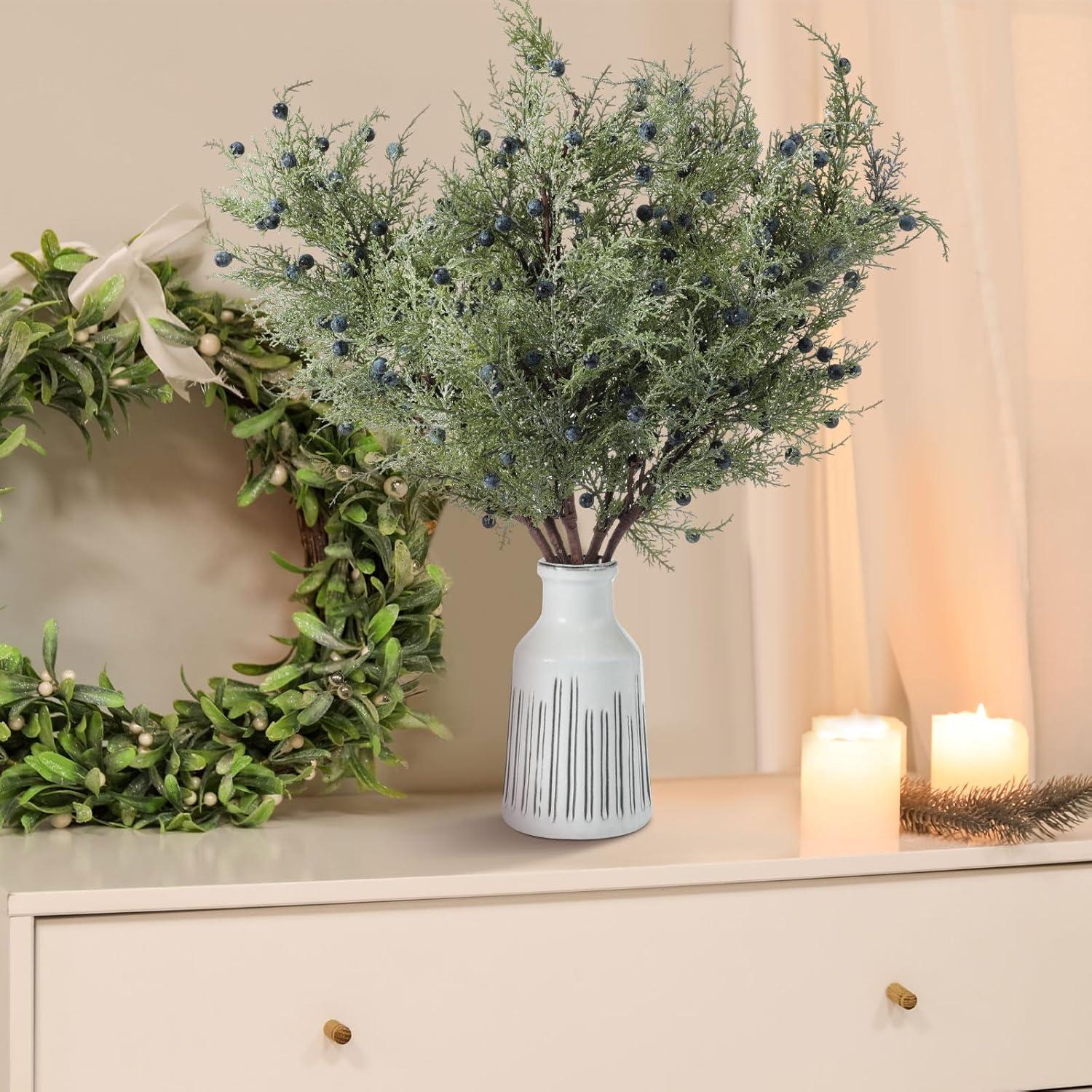 Ramas Artificiales de Junípero y Berries Giegxin - 6 Pcs 76.2 cm