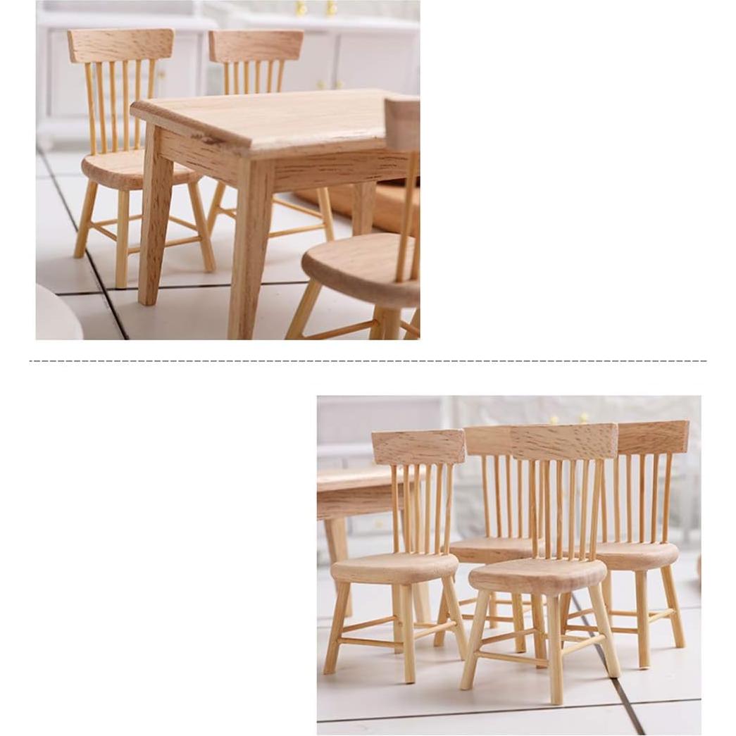 Mueble Casa de Muñecas Madera May & Z Mesa y Sillas 1:12