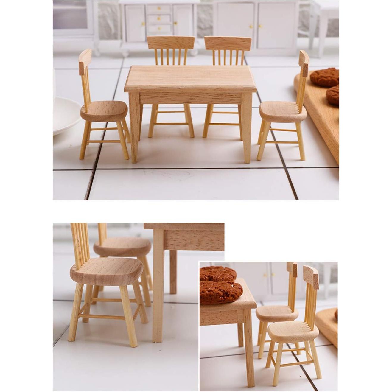 Mueble Casa de Muñecas Madera May & Z Mesa y Sillas 1:12