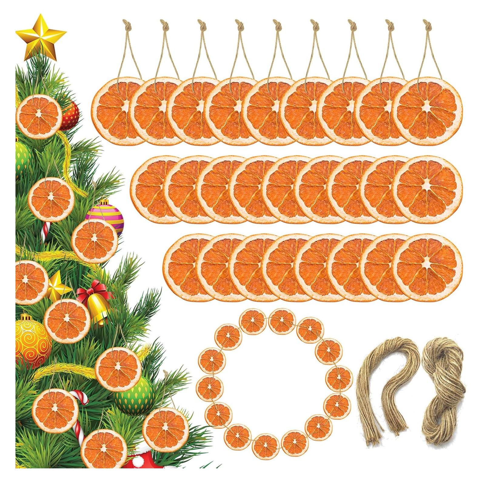 40 Rodajas de Naranja Secas con Cuerda de Cáñamo - Decoración Rústica DIY