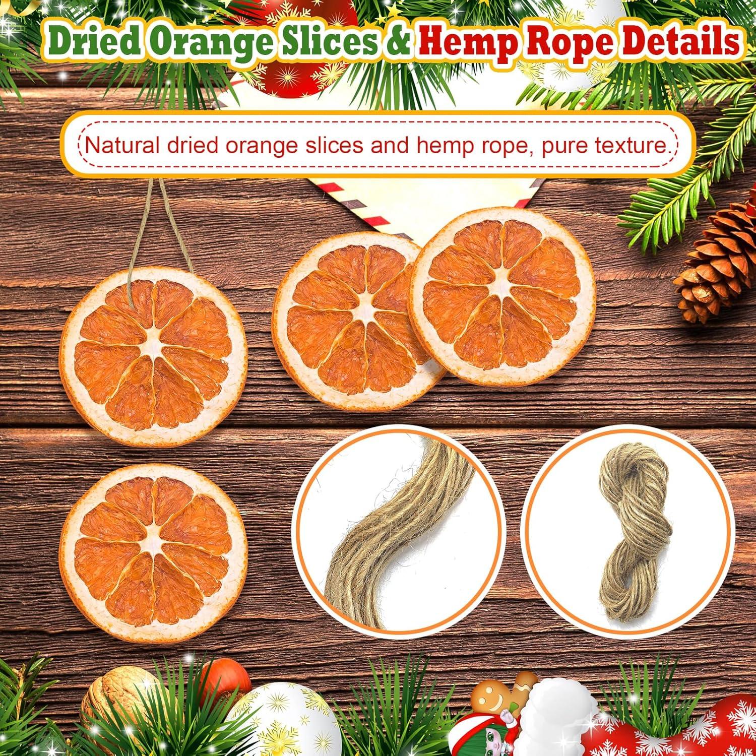 40 Rodajas de Naranja Secas con Cuerda de Cáñamo - Decoración Rústica DIY