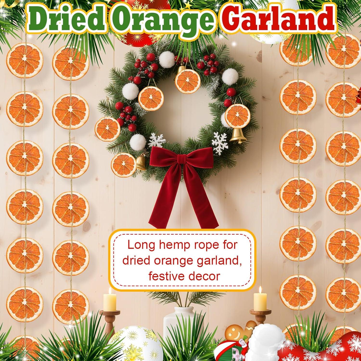 40 Rodajas de Naranja Secas con Cuerda de Cáñamo - Decoración Rústica DIY