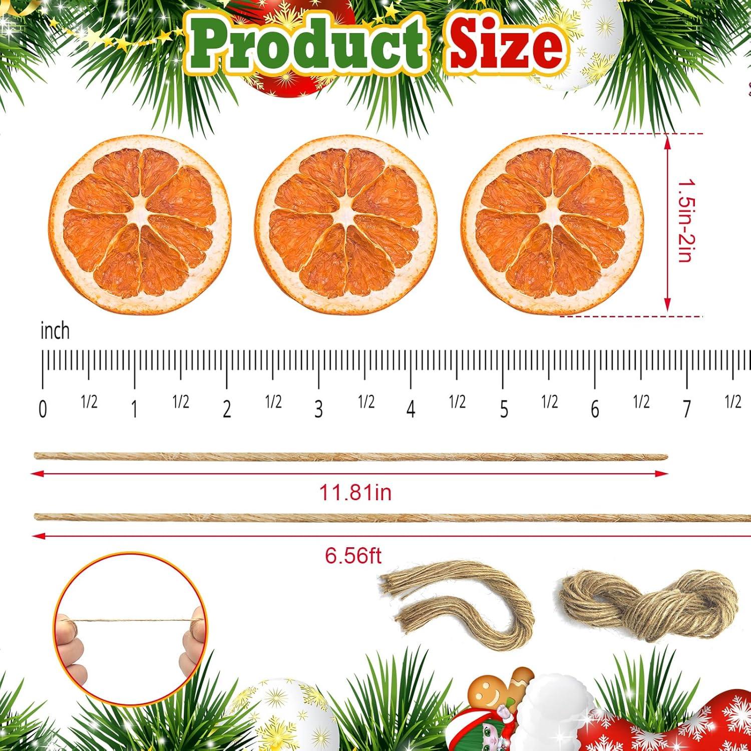 40 Rodajas de Naranja Secas con Cuerda de Cáñamo - Decoración Rústica DIY