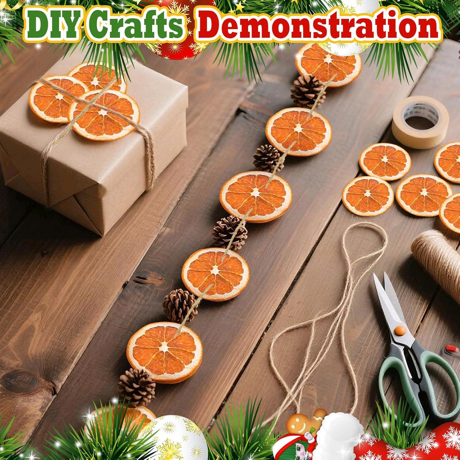 40 Rodajas de Naranja Secas con Cuerda de Cáñamo - Decoración Rústica DIY