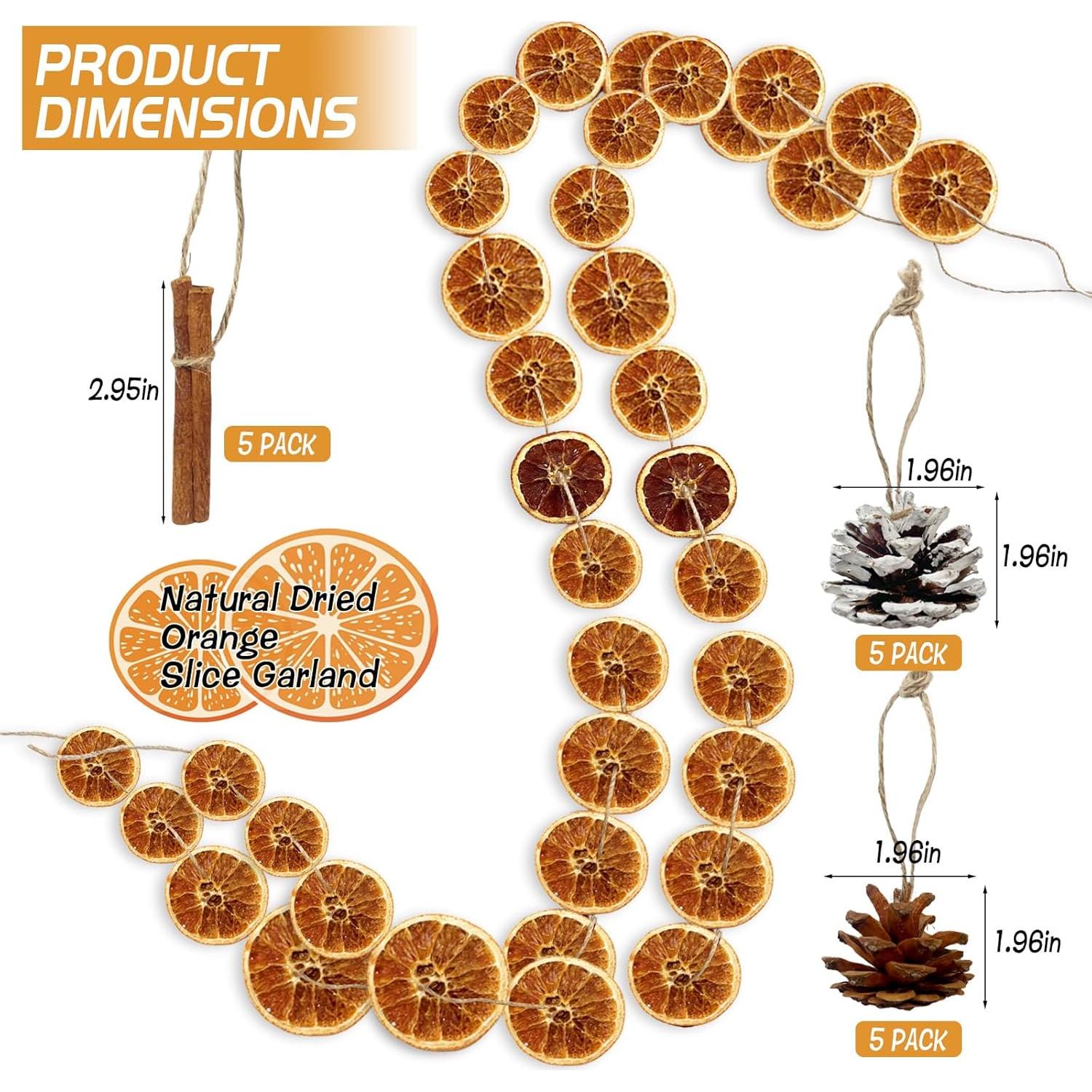 Kit de Guirnalda de Naranja Secas EYUNSTAR - Decoración Navideña DIY