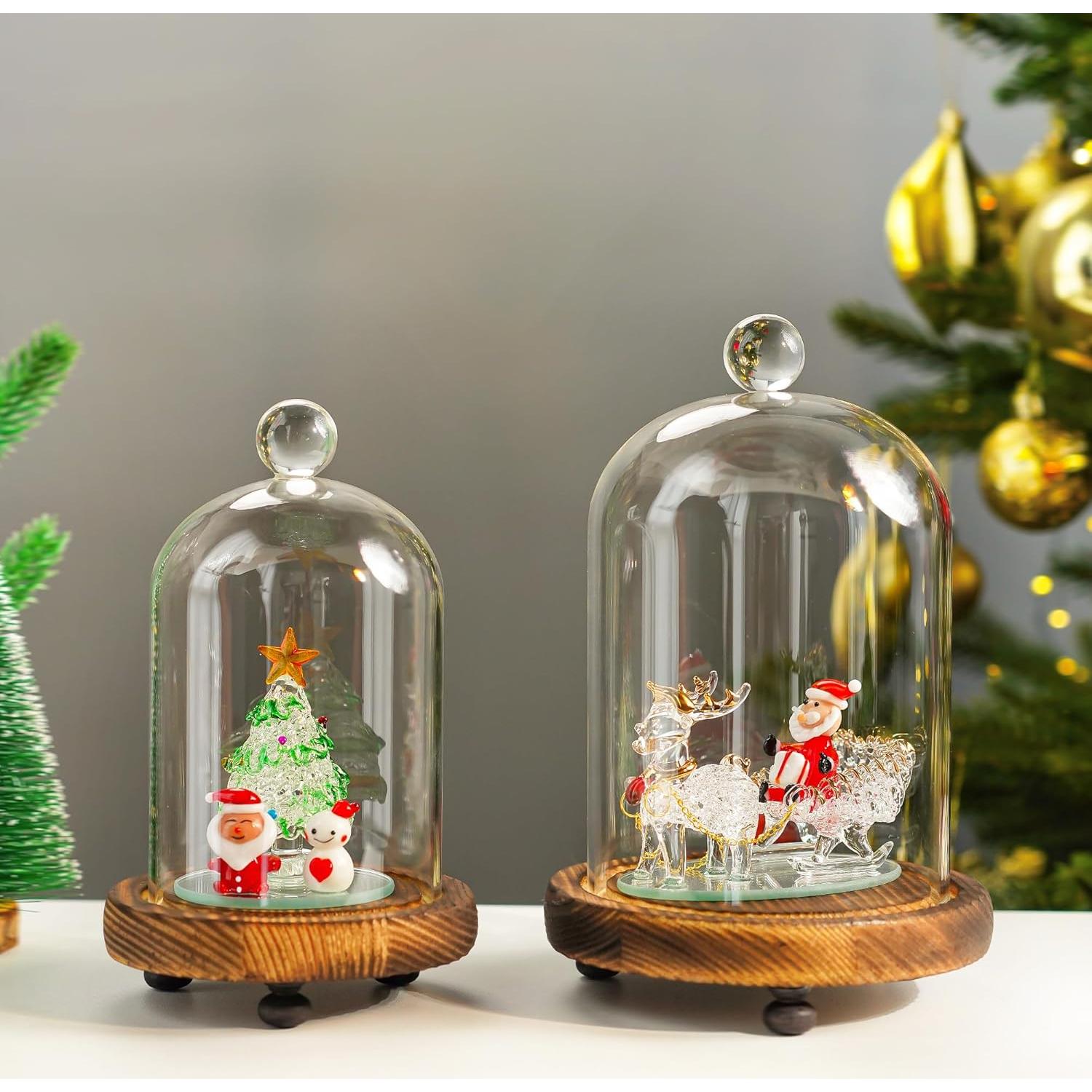 Pack 2 Campanas de Vidrio con Base de Madera - ZEERSHEE