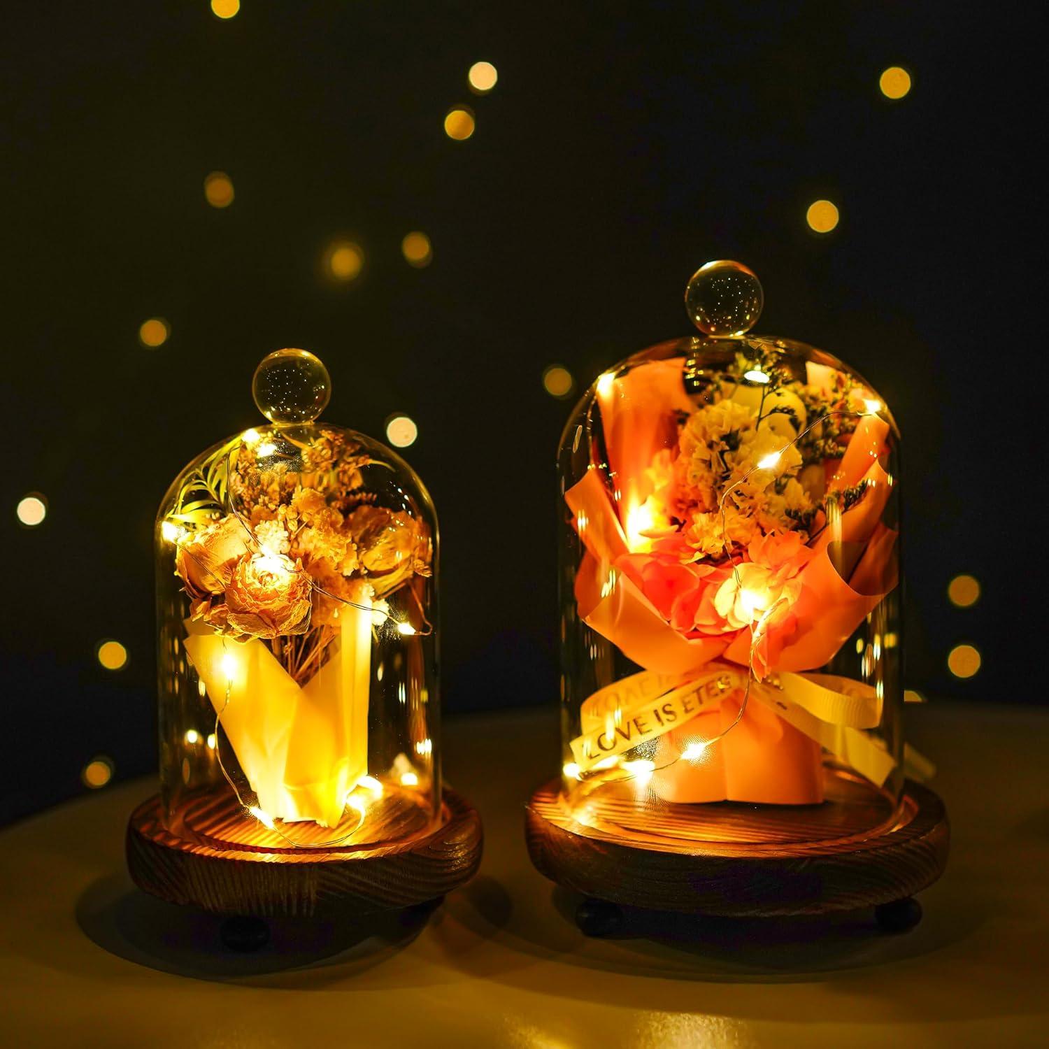 Pack 2 Campanas de Vidrio con Base de Madera - ZEERSHEE