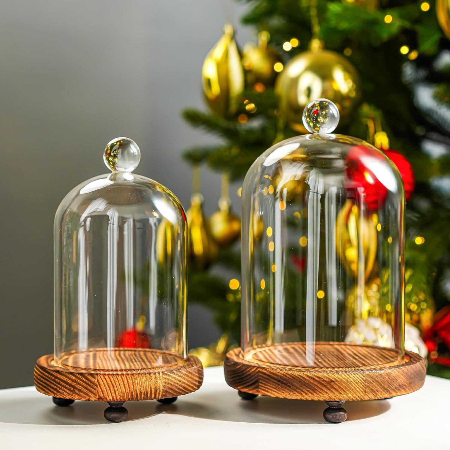 Pack 2 Campanas de Vidrio con Base de Madera - ZEERSHEE