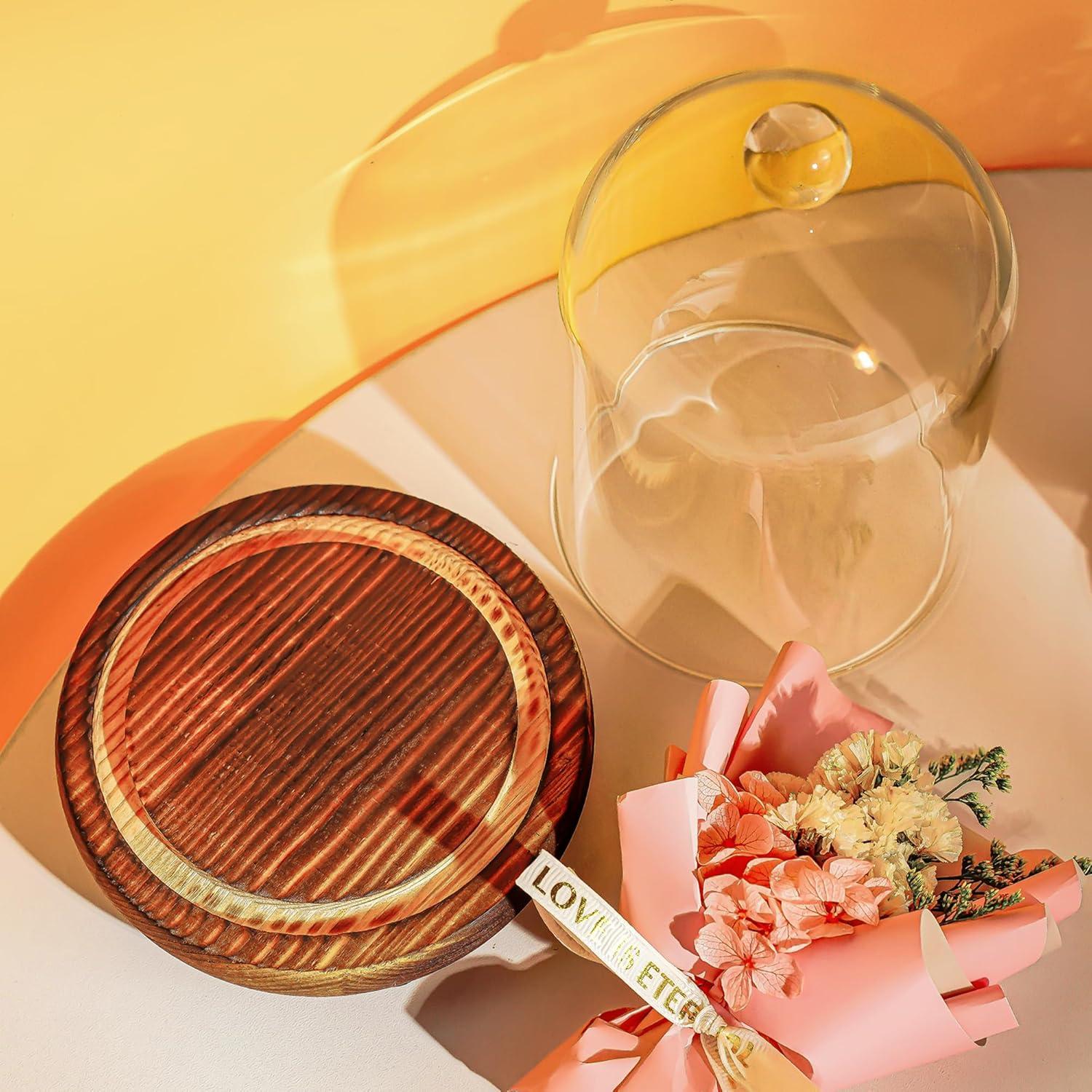 Pack 2 Campanas de Vidrio con Base de Madera - ZEERSHEE