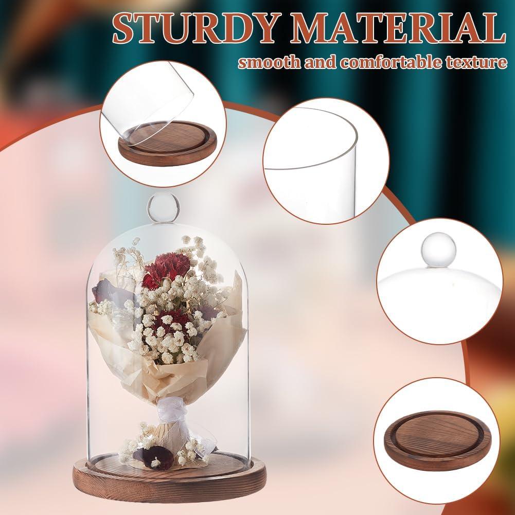 Campana de Vidrio BENECREAT 14.3x19.3cm con Base de Madera