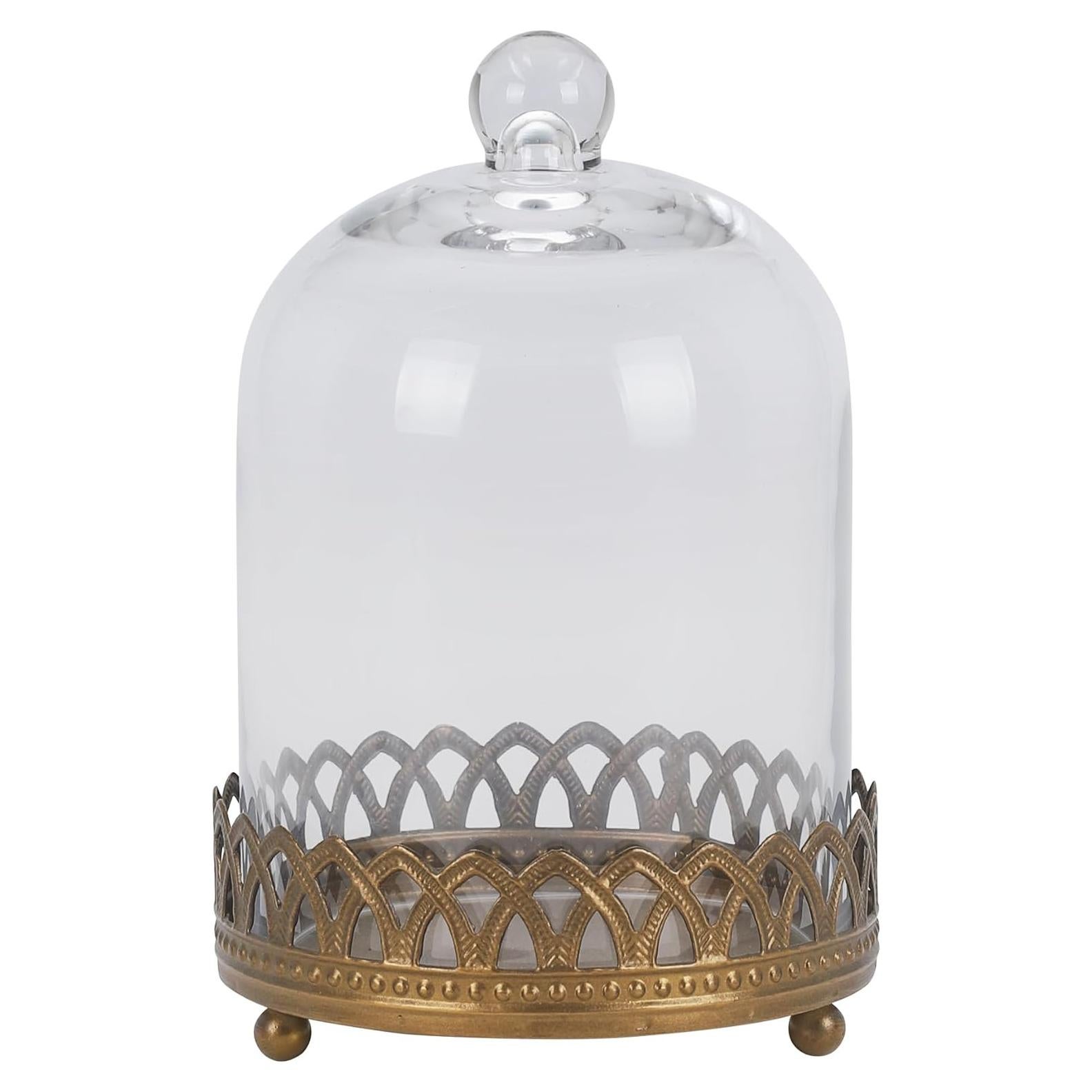 Campana de Vidrio 20 cm Twakutwku con Base de Metal Oro