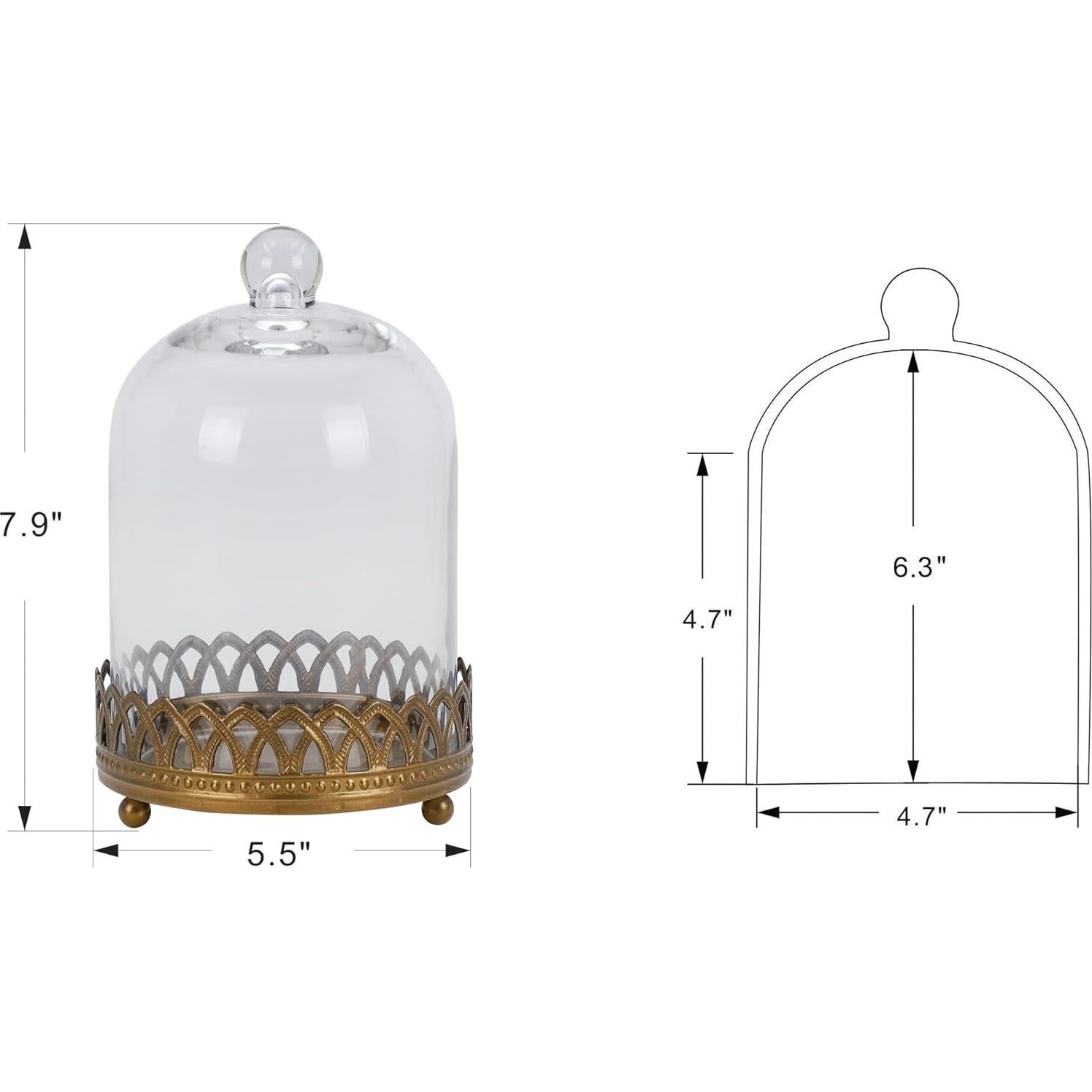 Campana de Vidrio 20 cm Twakutwku con Base de Metal Oro