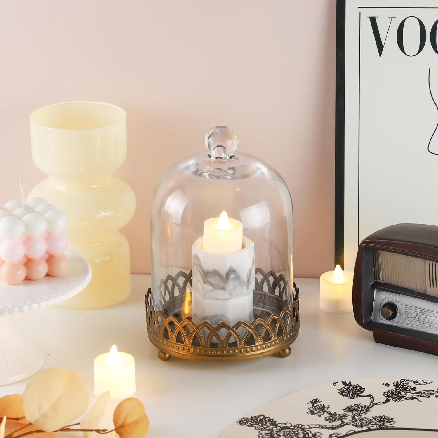 Campana de Vidrio 20 cm Twakutwku con Base de Metal Oro