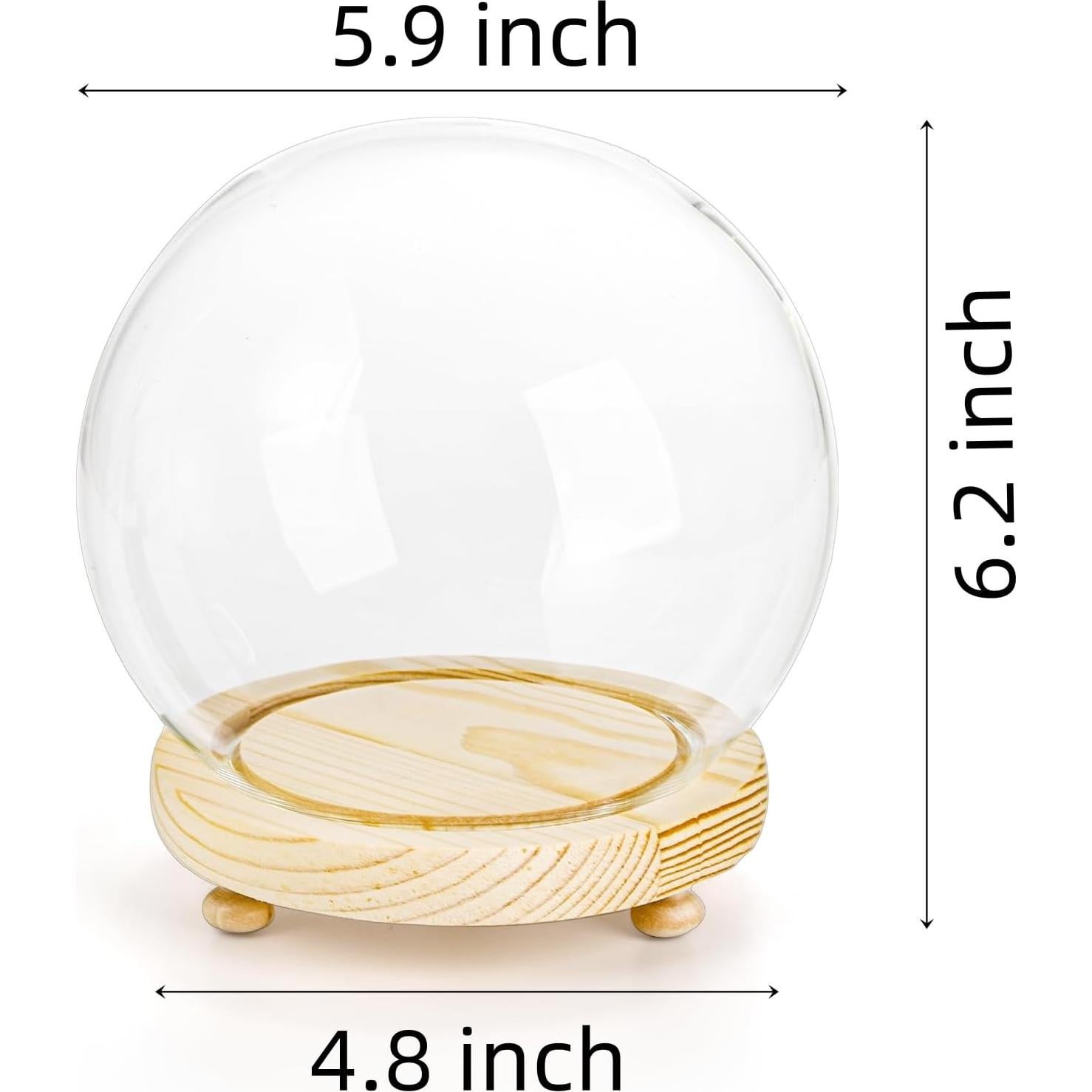 Paquete de 2 Campanas de Vidrio Pumtus con Base de Madera 15 cm