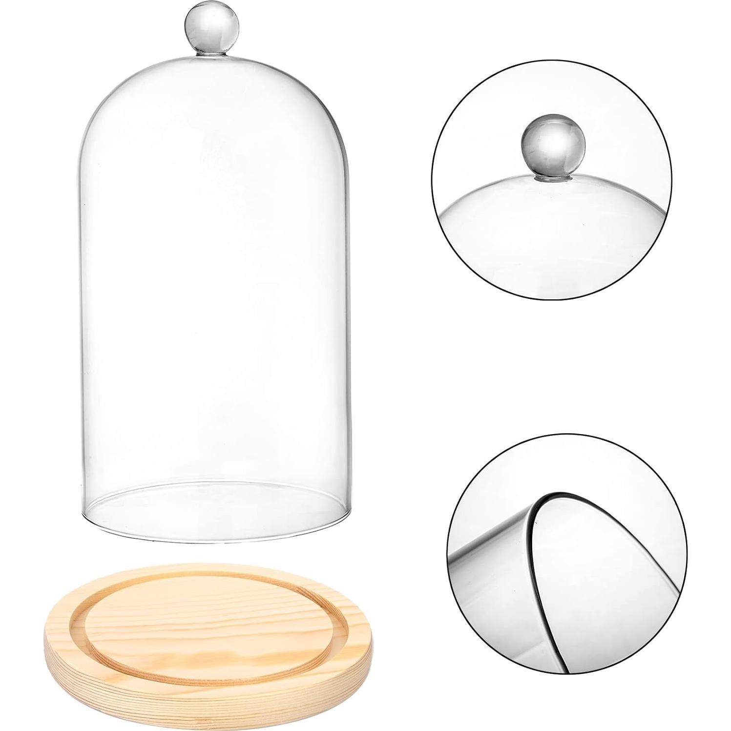 Campanas de Vidrio Lyellfe 2 Piezas con Base de Madera 20.32 cm