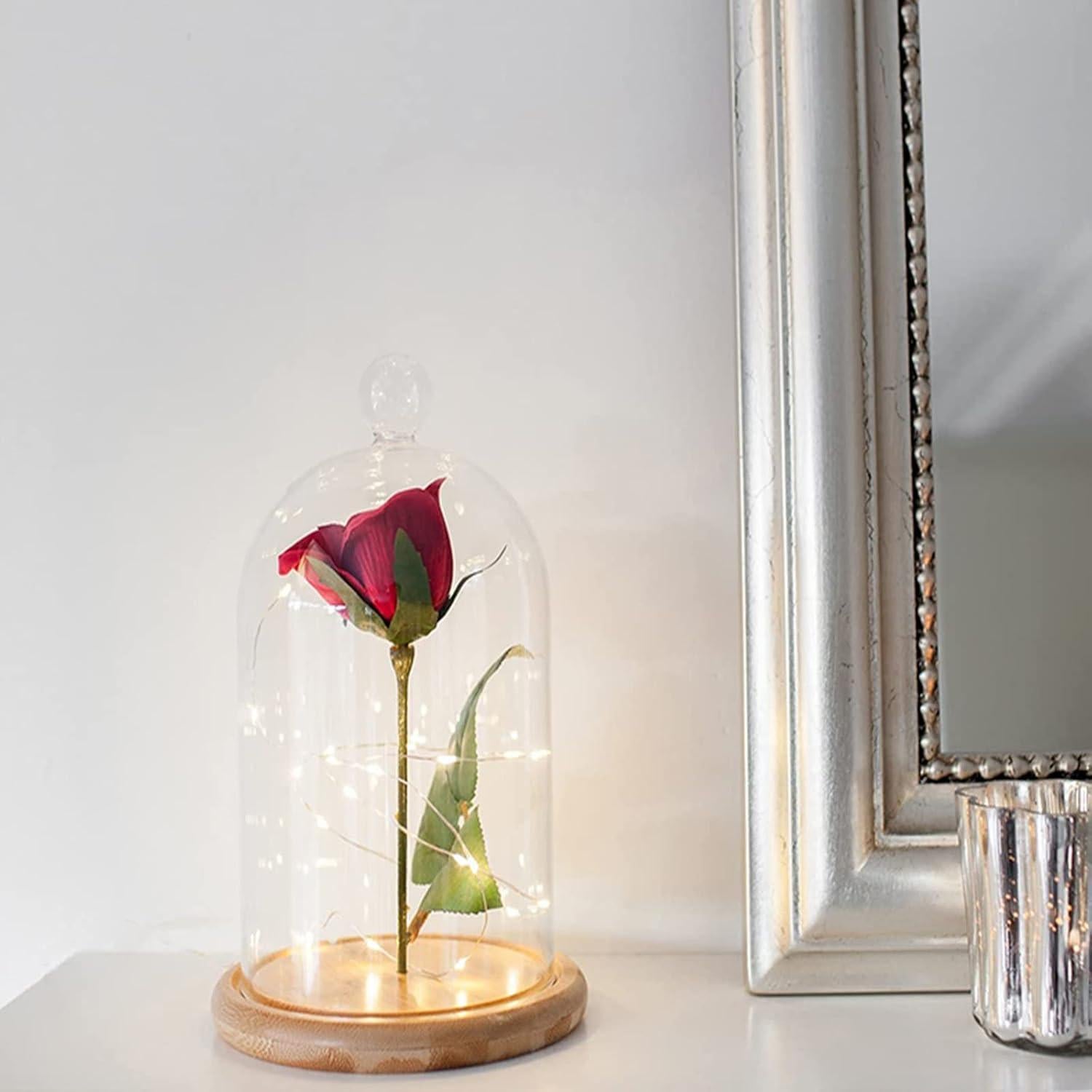 Campanas de Vidrio Lyellfe 2 Piezas con Base de Madera 20.32 cm