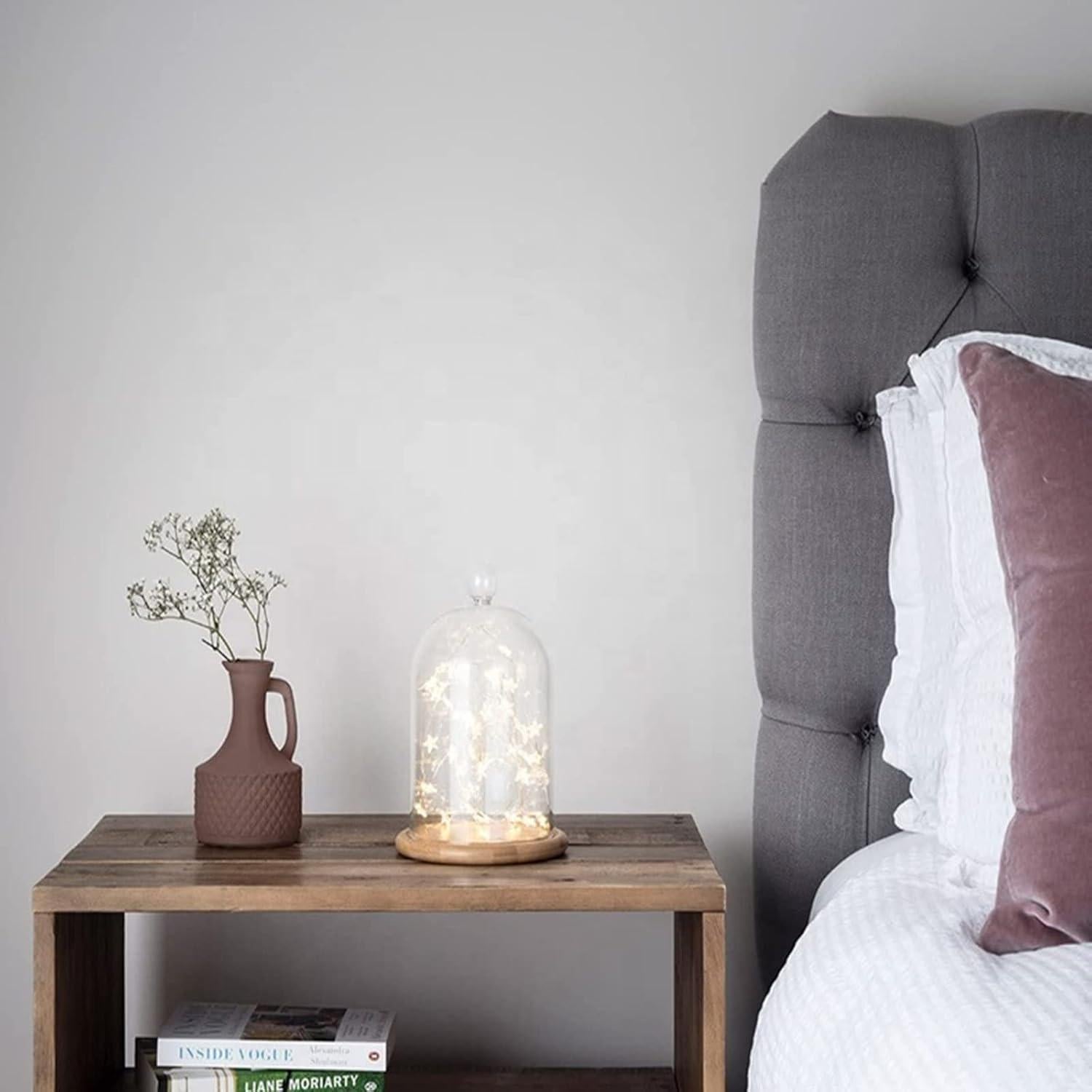 Campanas de Vidrio Lyellfe 2 Piezas con Base de Madera 20.32 cm