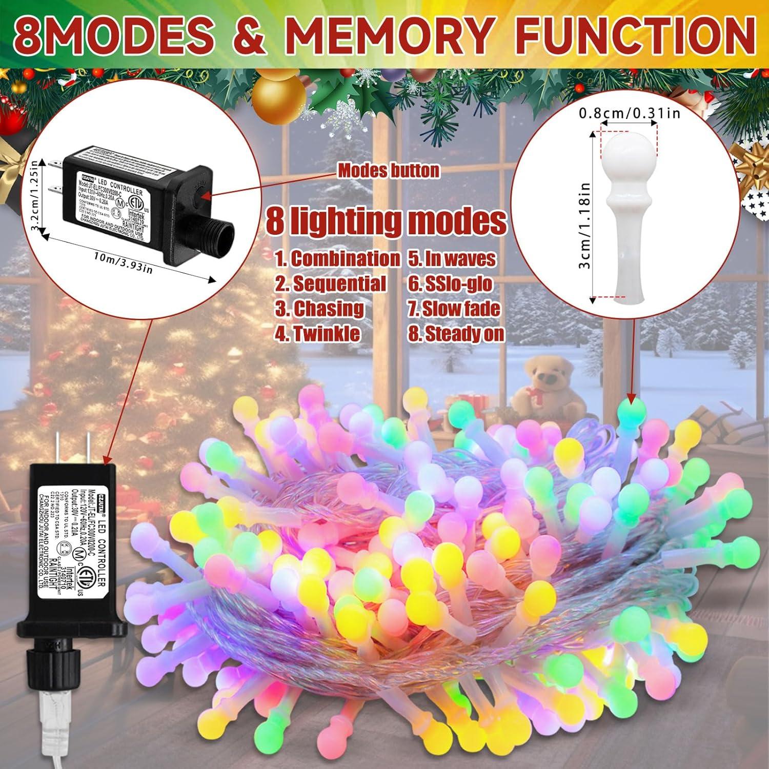 Luces de Cuerda de 200 LED Multicolor 22.86m con Control Remoto