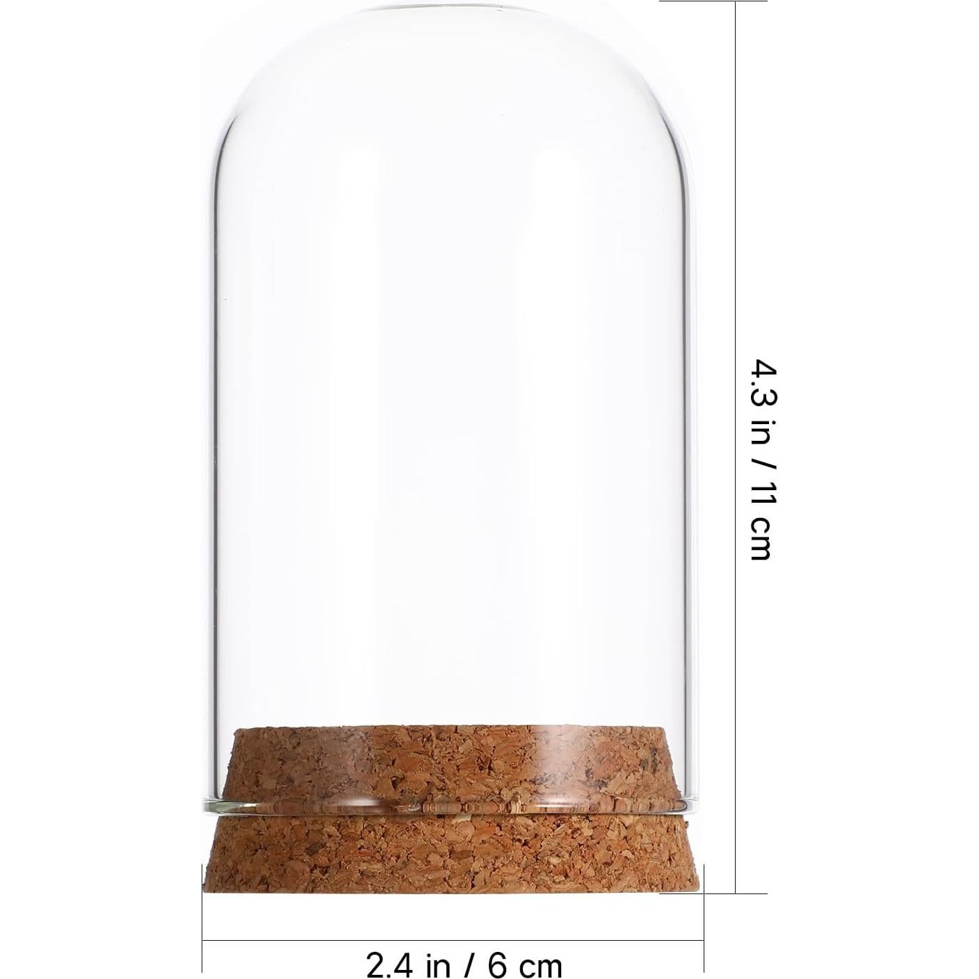 Campana de Vidrio Cloche IMIKEYA 5 Piezas con Base de Madera 10x6 cm