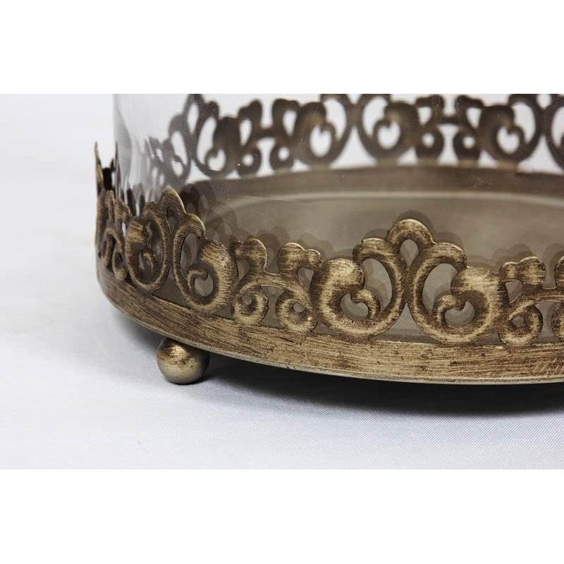 Dome de vidrio grande y resistente Genérico 30.48 cm dorado - Juego de 2