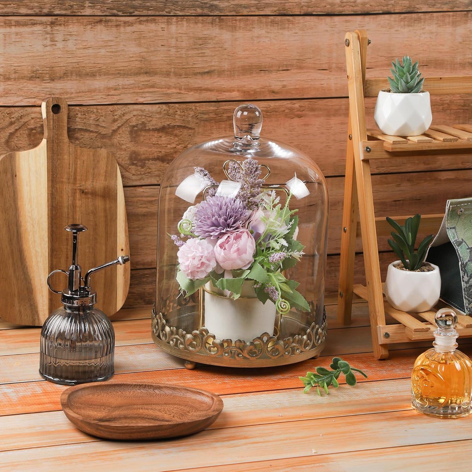 Dome de vidrio grande y resistente Genérico 30.48 cm dorado - Juego de 2