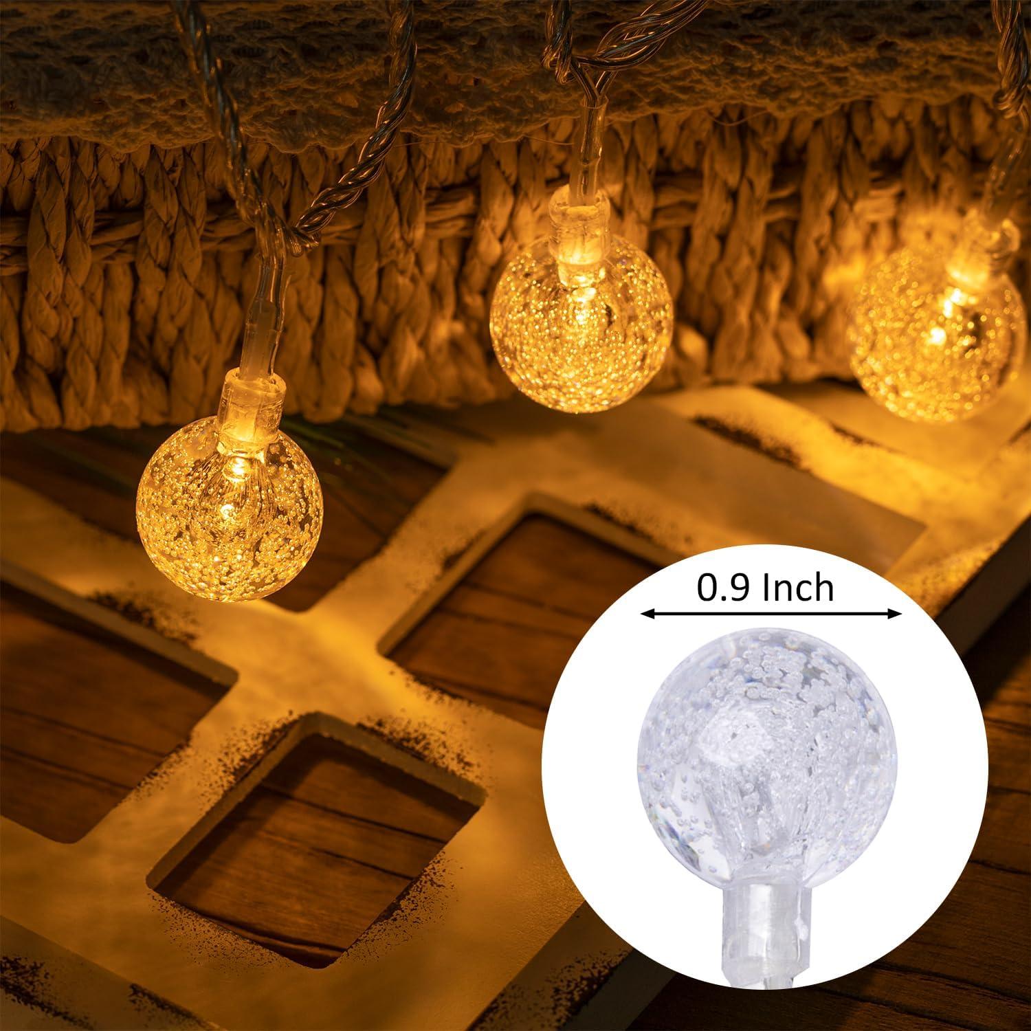 Luces de Cuerda LED 15m 100 Bolas de Cristal Ogrmar Blanco Cálido