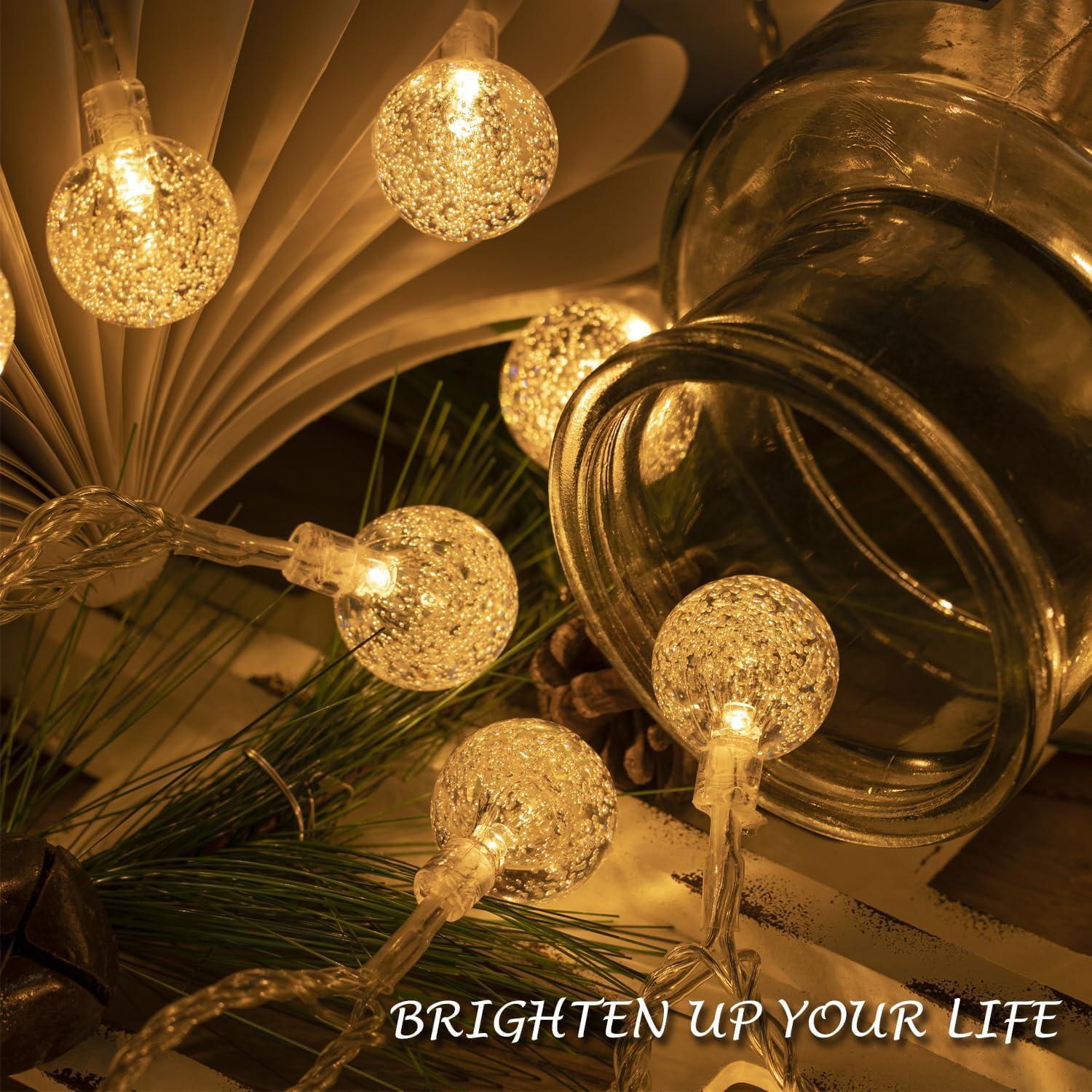 Luces de Cuerda LED 15m 100 Bolas de Cristal Ogrmar Blanco Cálido