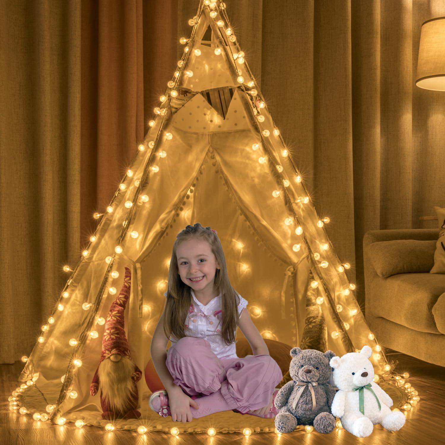 Luces de Cuerda LED 15m 100 Bolas de Cristal Ogrmar Blanco Cálido