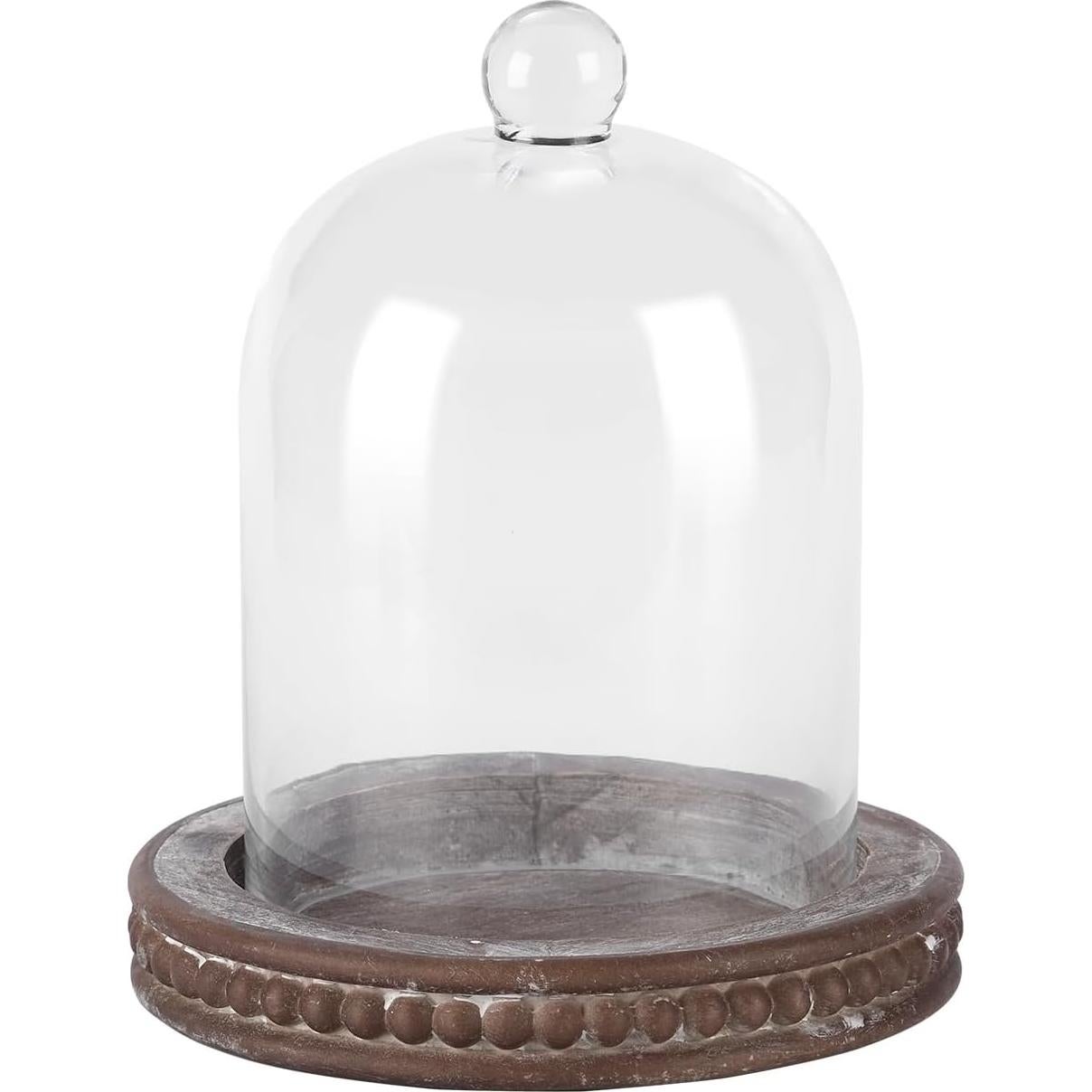 Campana de Vidrio Hecha a Mano con Base de Madera 28 cm