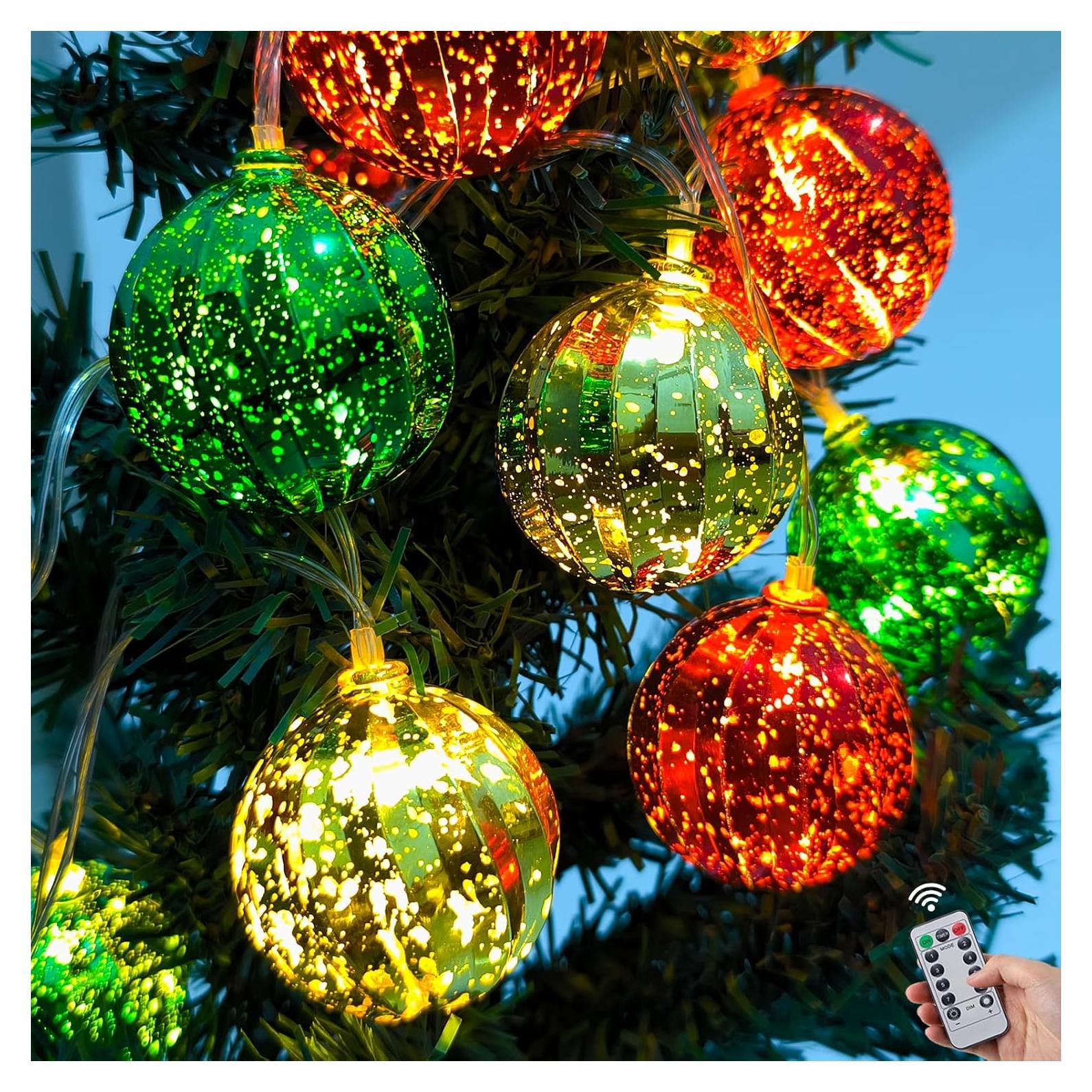Luces de Navidad a Batería 10 LED Bola Color 7FT Temporizador