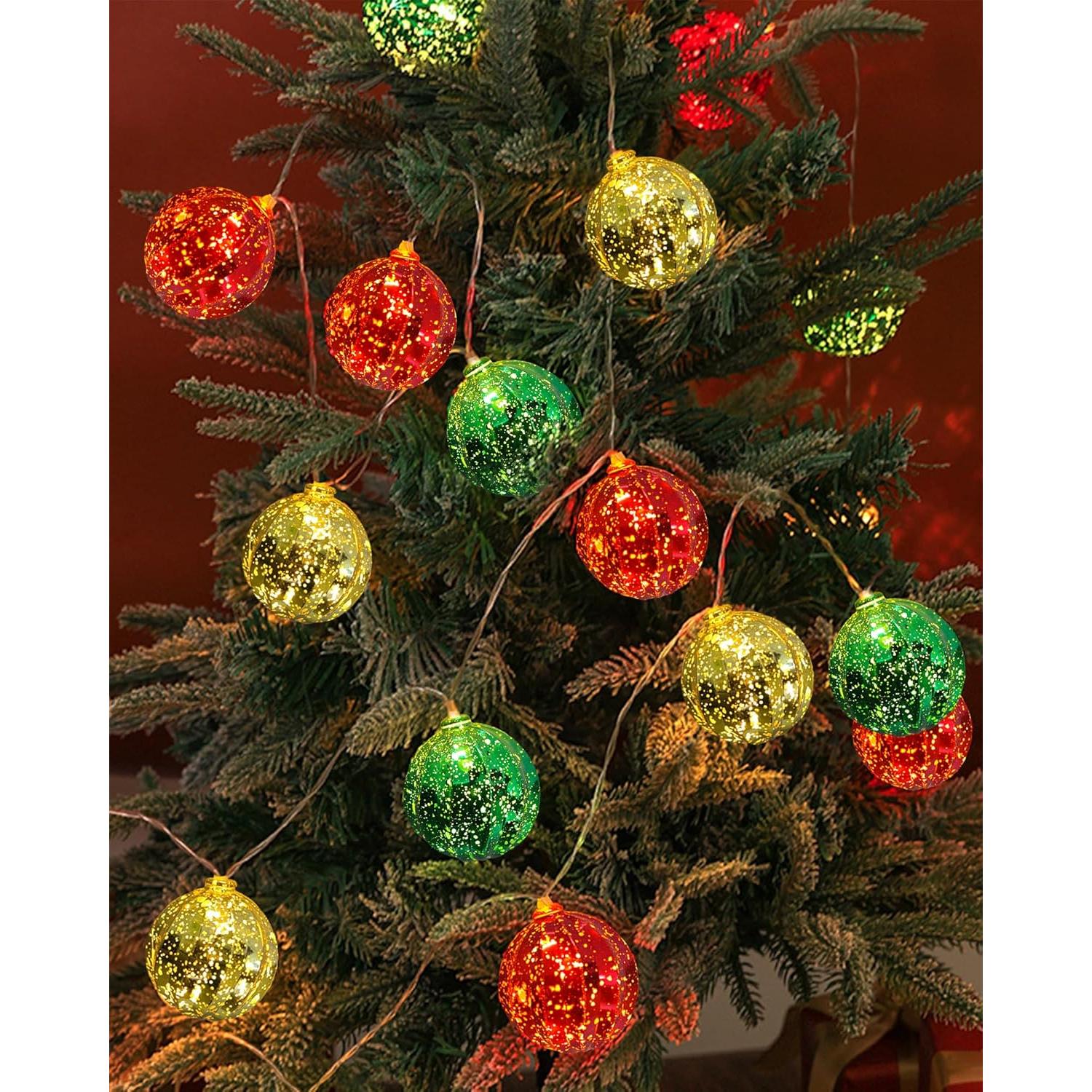 Luces de Navidad a Batería 10 LED Bola Color 7FT Temporizador