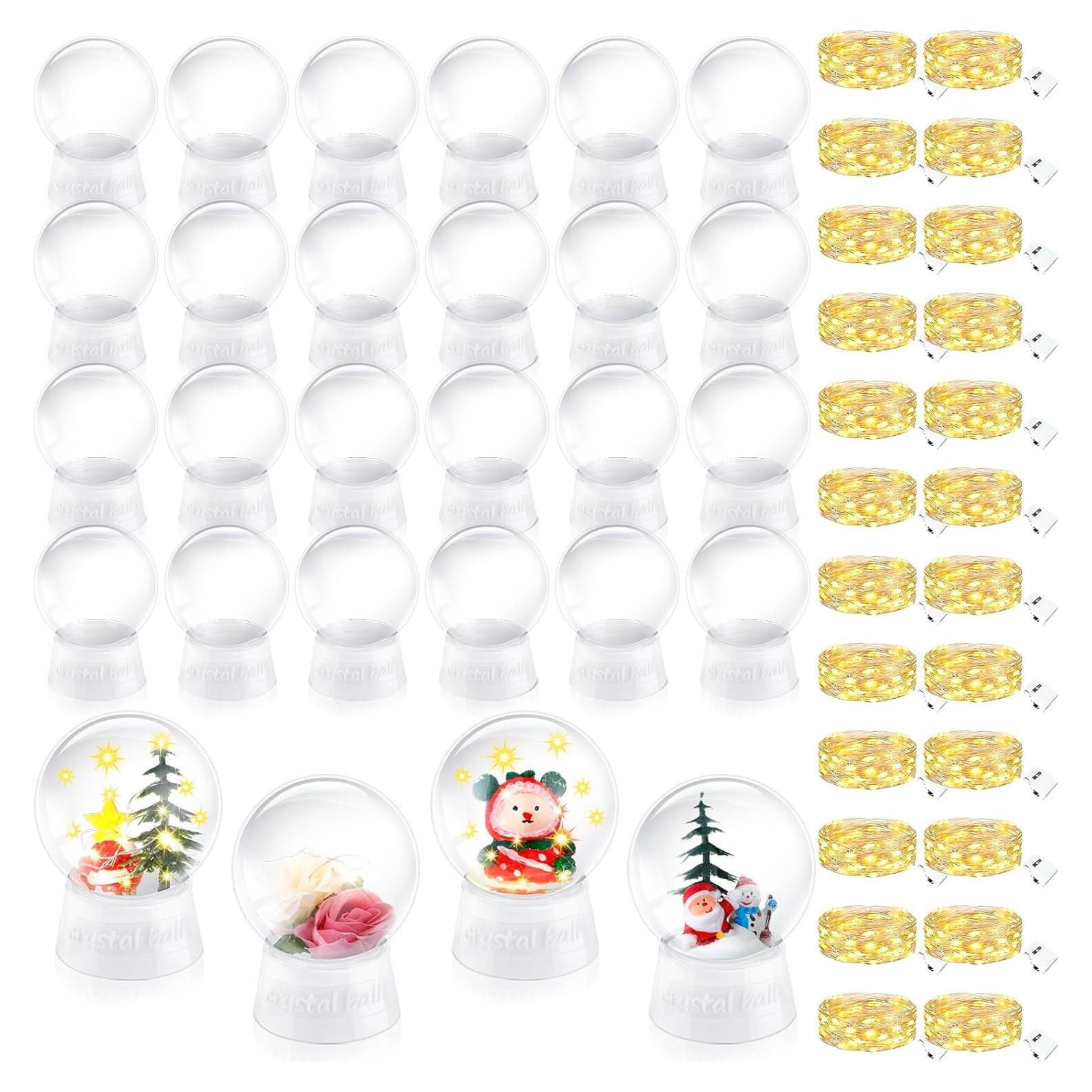 Kit de Globos de Nieve DIY Lenwen 24 Piezas con Luces LED