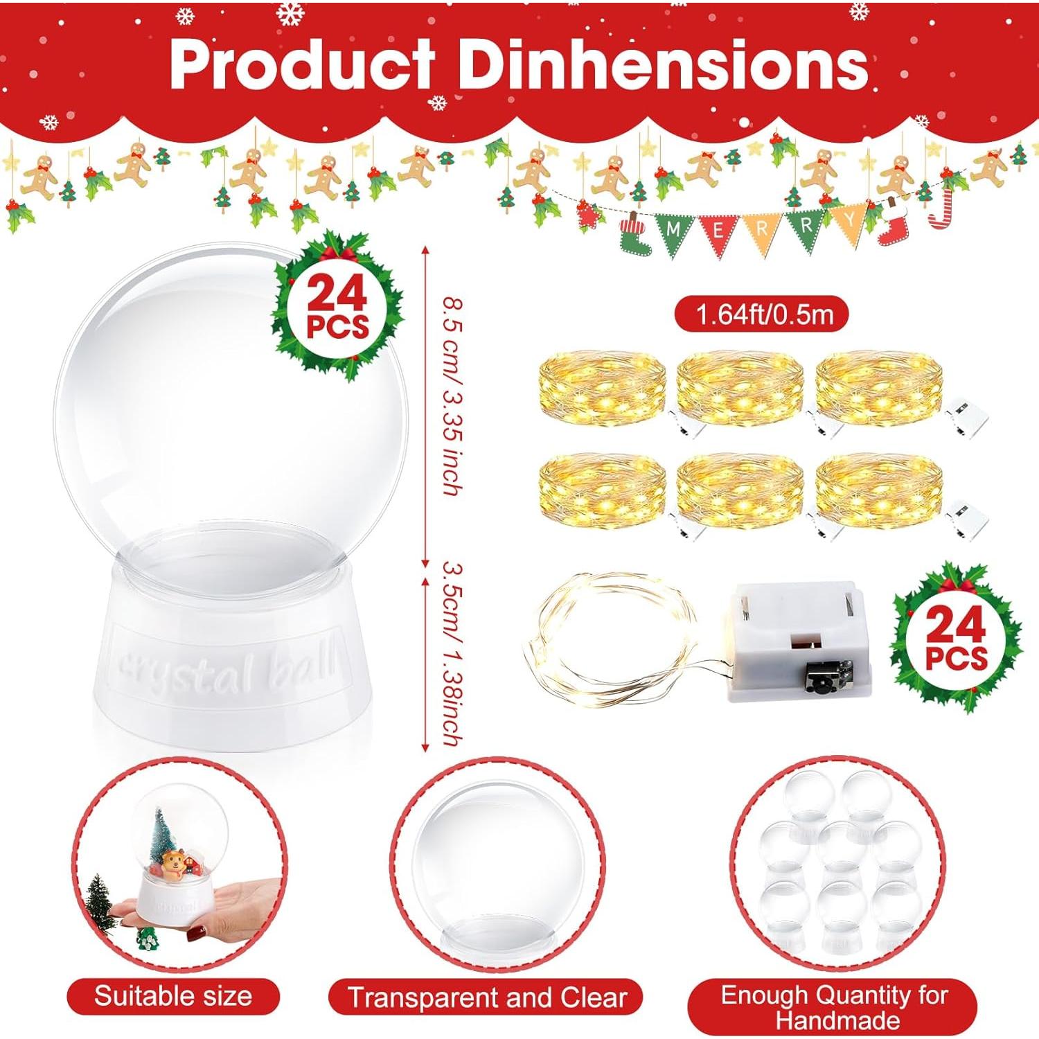Kit de Globos de Nieve DIY Lenwen 24 Piezas con Luces LED