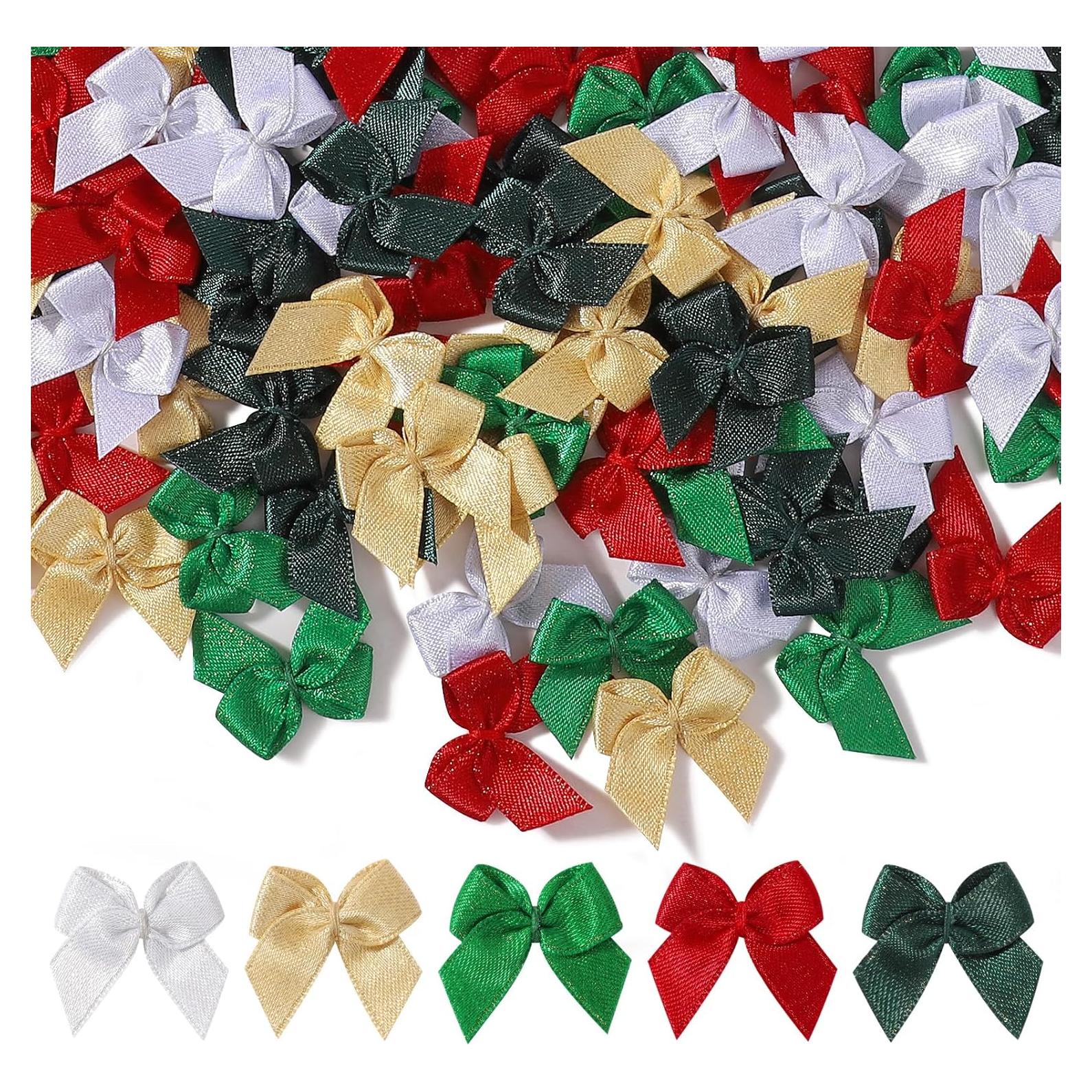 Lazos de Cinta de Satén Mini Yoyokid 200 Pcs 2.5 cm Navidad