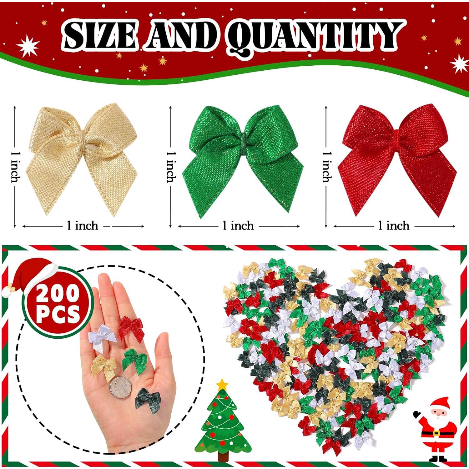 Lazos de Cinta de Satén Mini Yoyokid 200 Pcs 2.5 cm Navidad