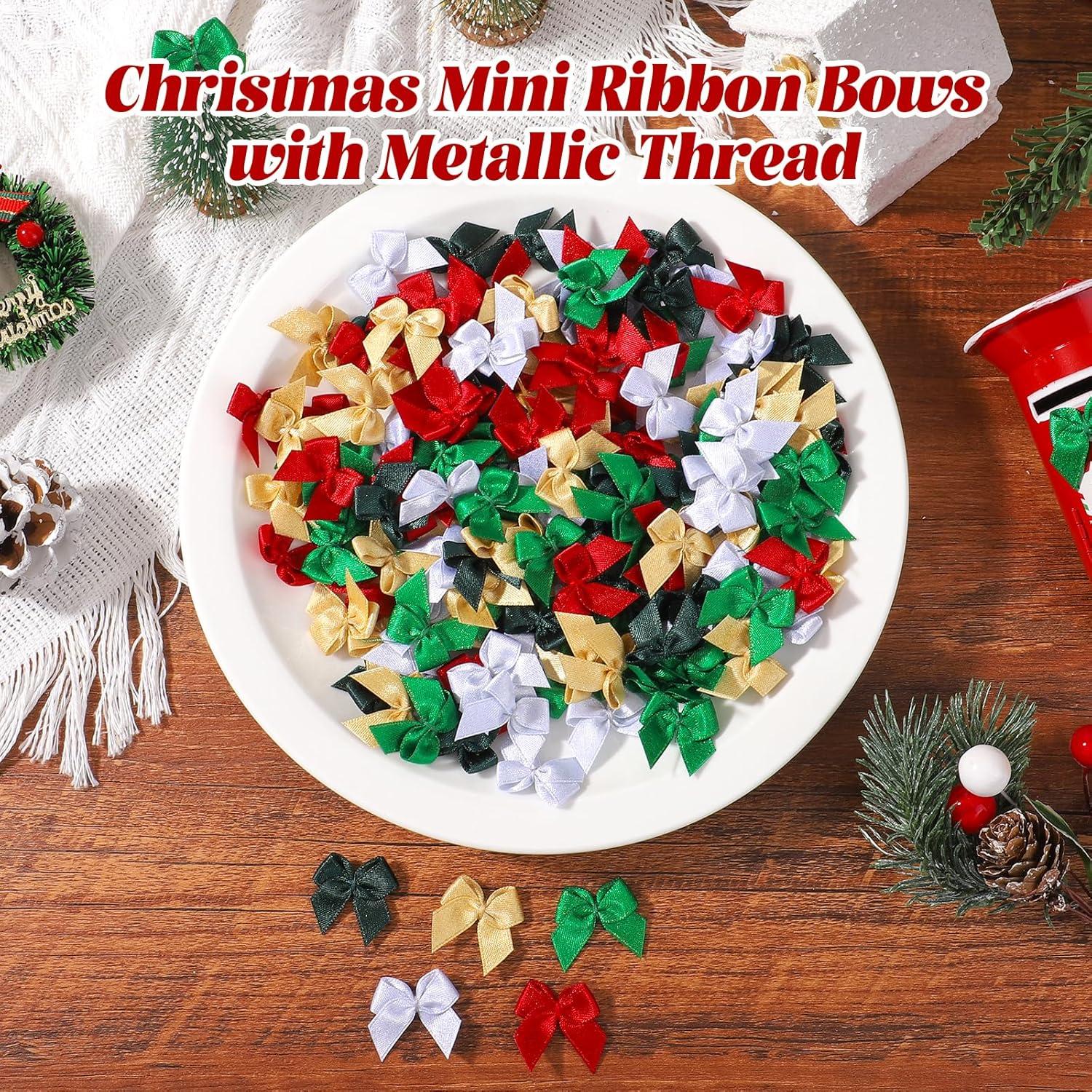 Lazos de Cinta de Satén Mini Yoyokid 200 Pcs 2.5 cm Navidad