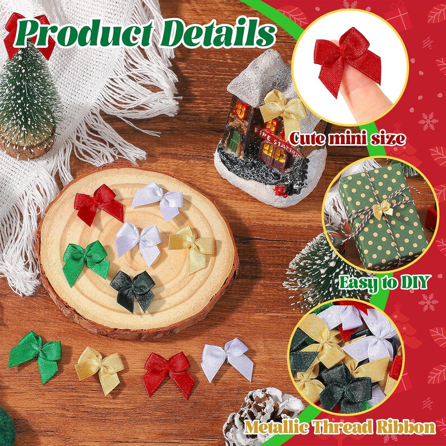 Lazos de Cinta de Satén Mini Yoyokid 200 Pcs 2.5 cm Navidad