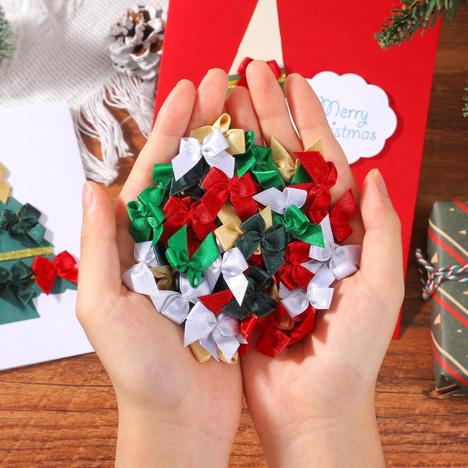 Lazos de Cinta de Satén Mini Yoyokid 200 Pcs 2.5 cm Navidad